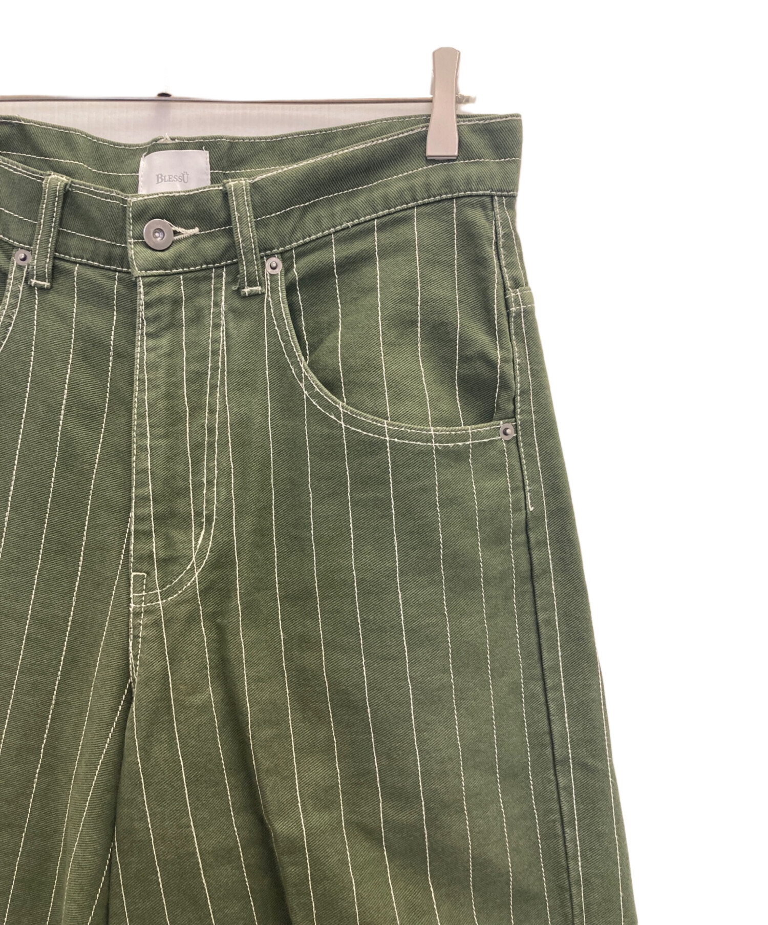 中古・古着通販】BLESS U (ブレスユー) BU stripe denim グリーン