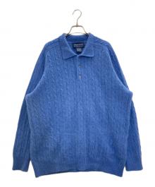 旧タグ　malo ヴィンテージ　カシミヤ　シルク　ニットポロシャツ　ナス紺 旧タグ malo ヴィンテージ カシミヤ シルク ニットポロシャツ ナス紺