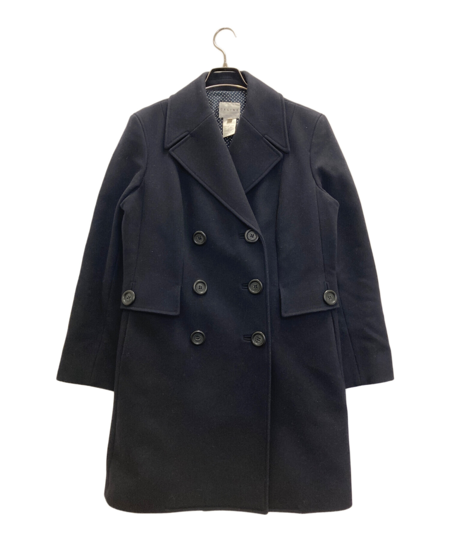 中古・古着通販】CELINE (セリーヌ) ダブルブレストコート ネイビー 