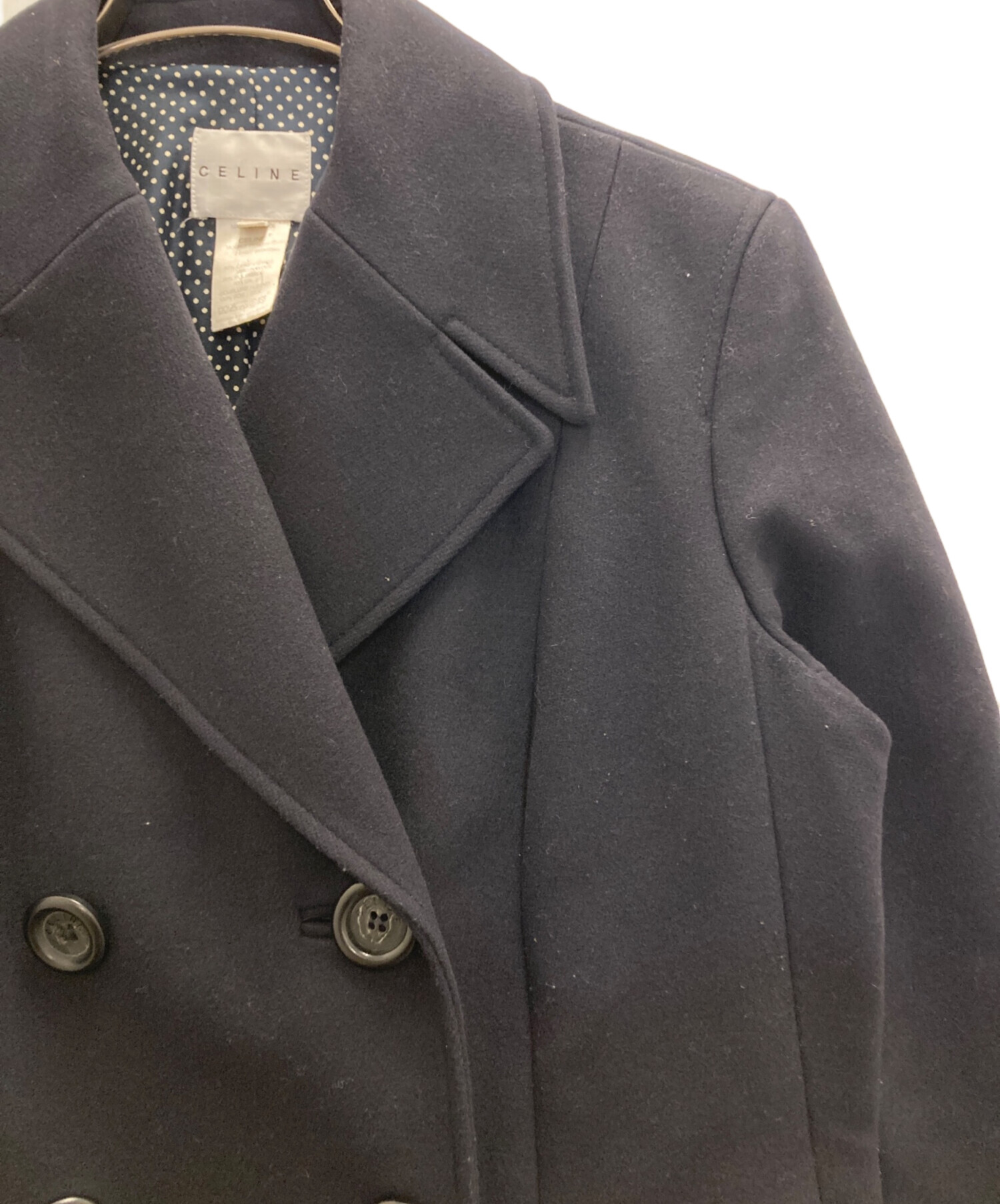 中古・古着通販】CELINE (セリーヌ) ダブルブレストコート ネイビー 