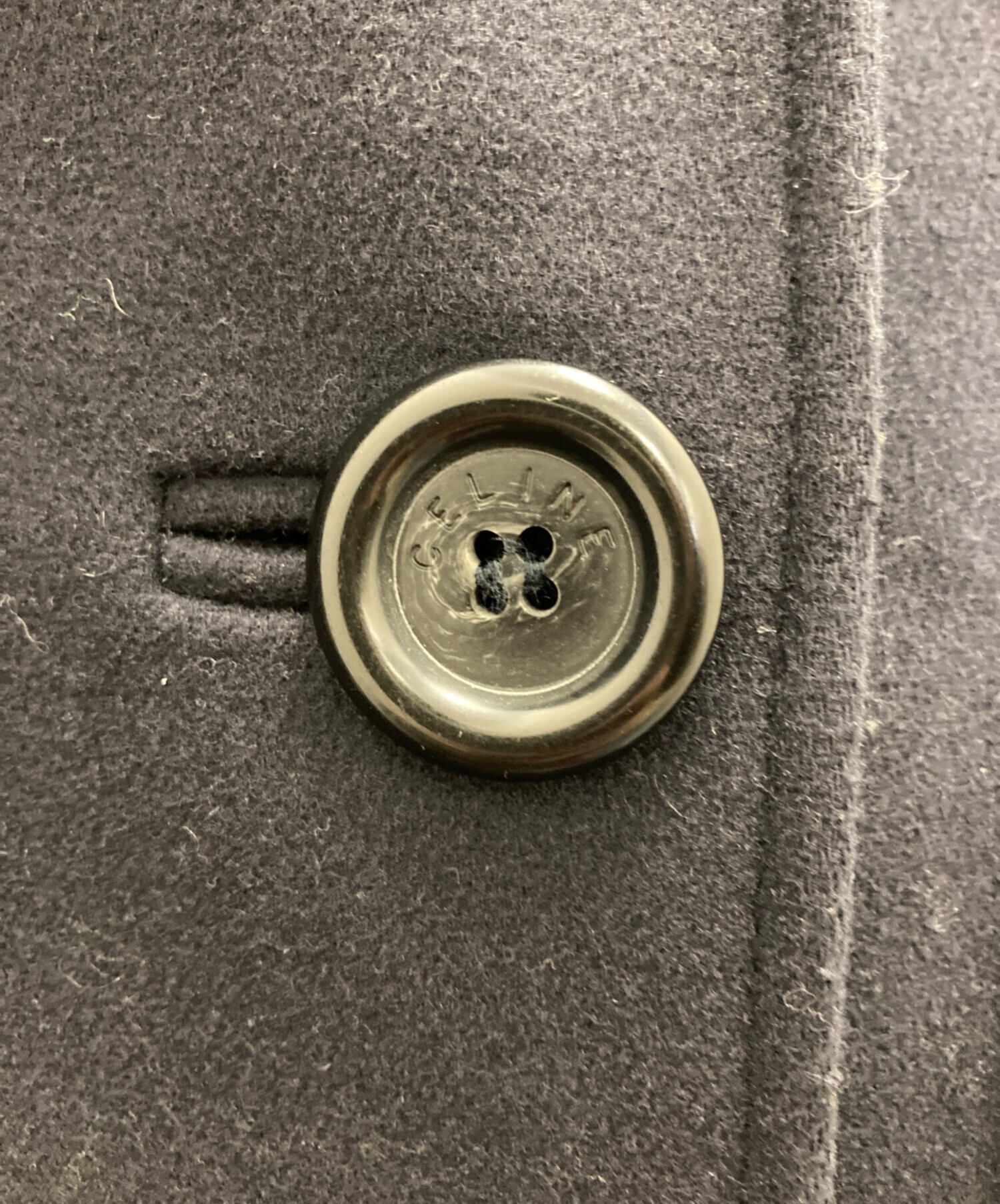 中古・古着通販】CELINE (セリーヌ) ダブルブレストコート ネイビー 