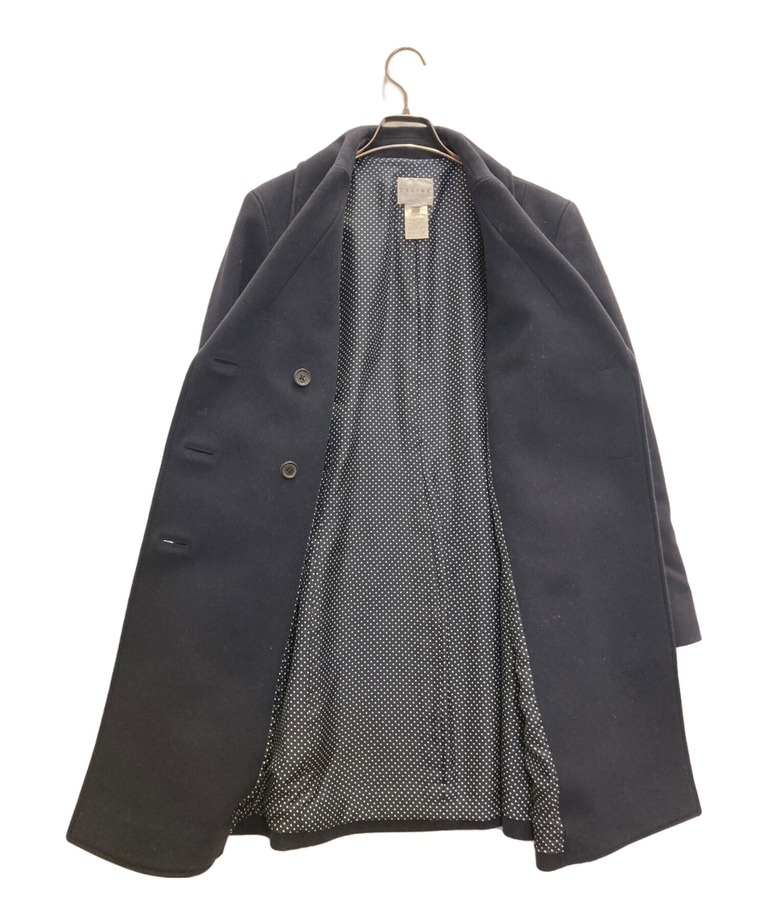 中古・古着通販】CELINE (セリーヌ) ダブルブレストコート ネイビー 