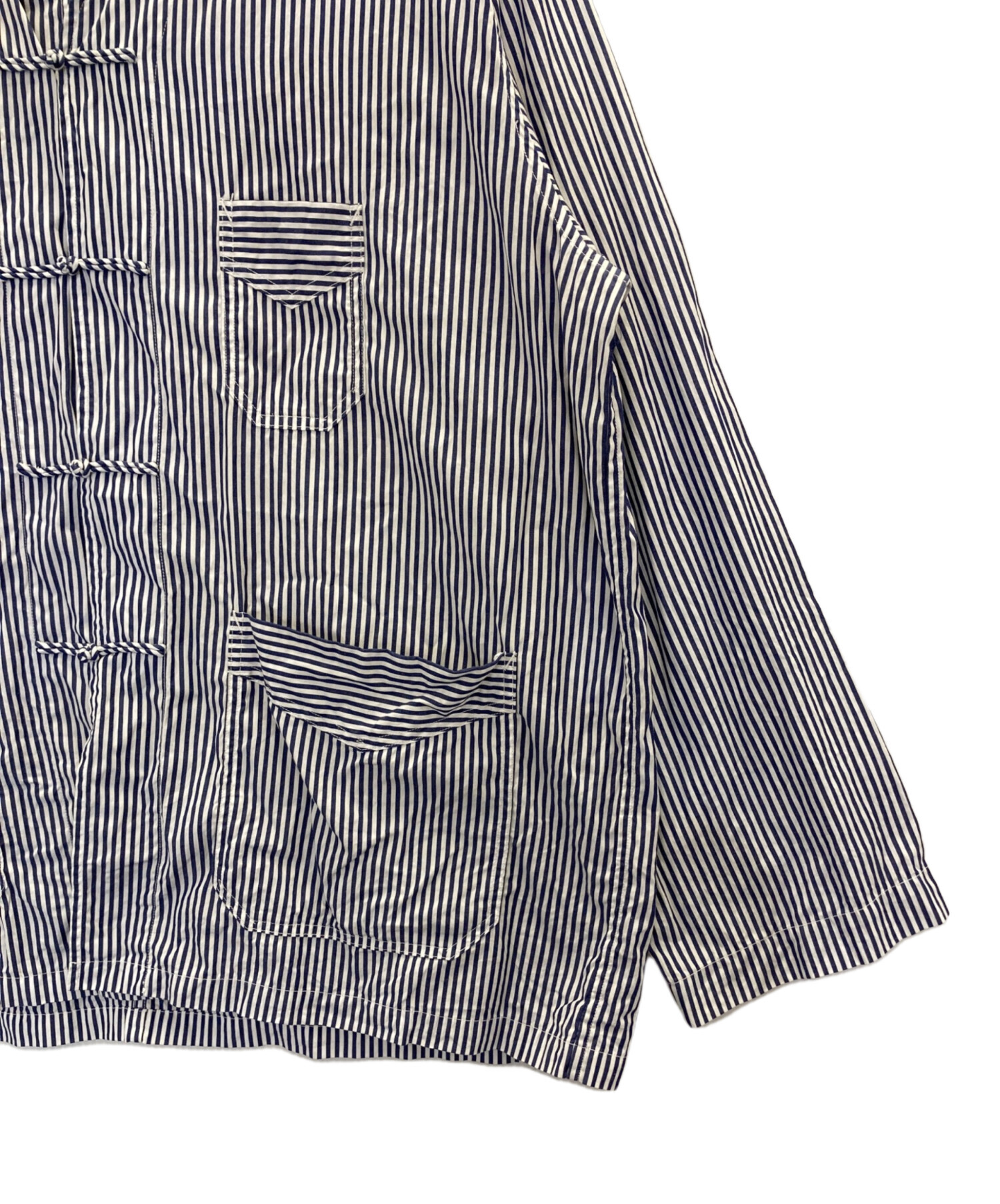POST OVERALLS / Chinois DV/SHIPS別注/長袖シャツ/L/コットン/BLU/ストライプ 中古・古着通販】POST O'ALLS (ポストオーバーオールズ) SHIPS