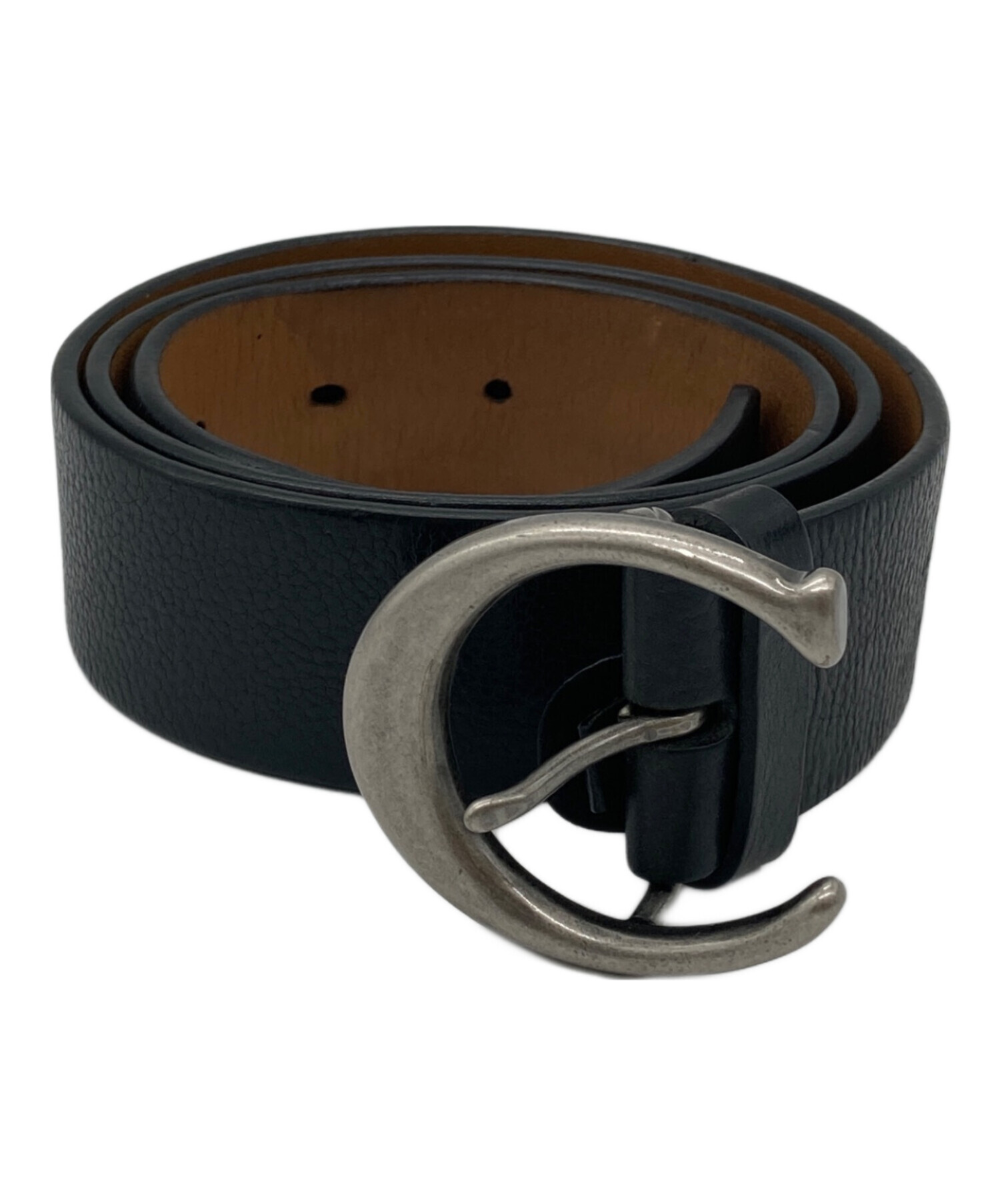 ✨美品✨ COACH コーチ ベルト レザー Cバックル ロゴ金具 ブラック 中古・古着通販】COACH (コーチ) Cロゴバックルレザーベルト ブラック