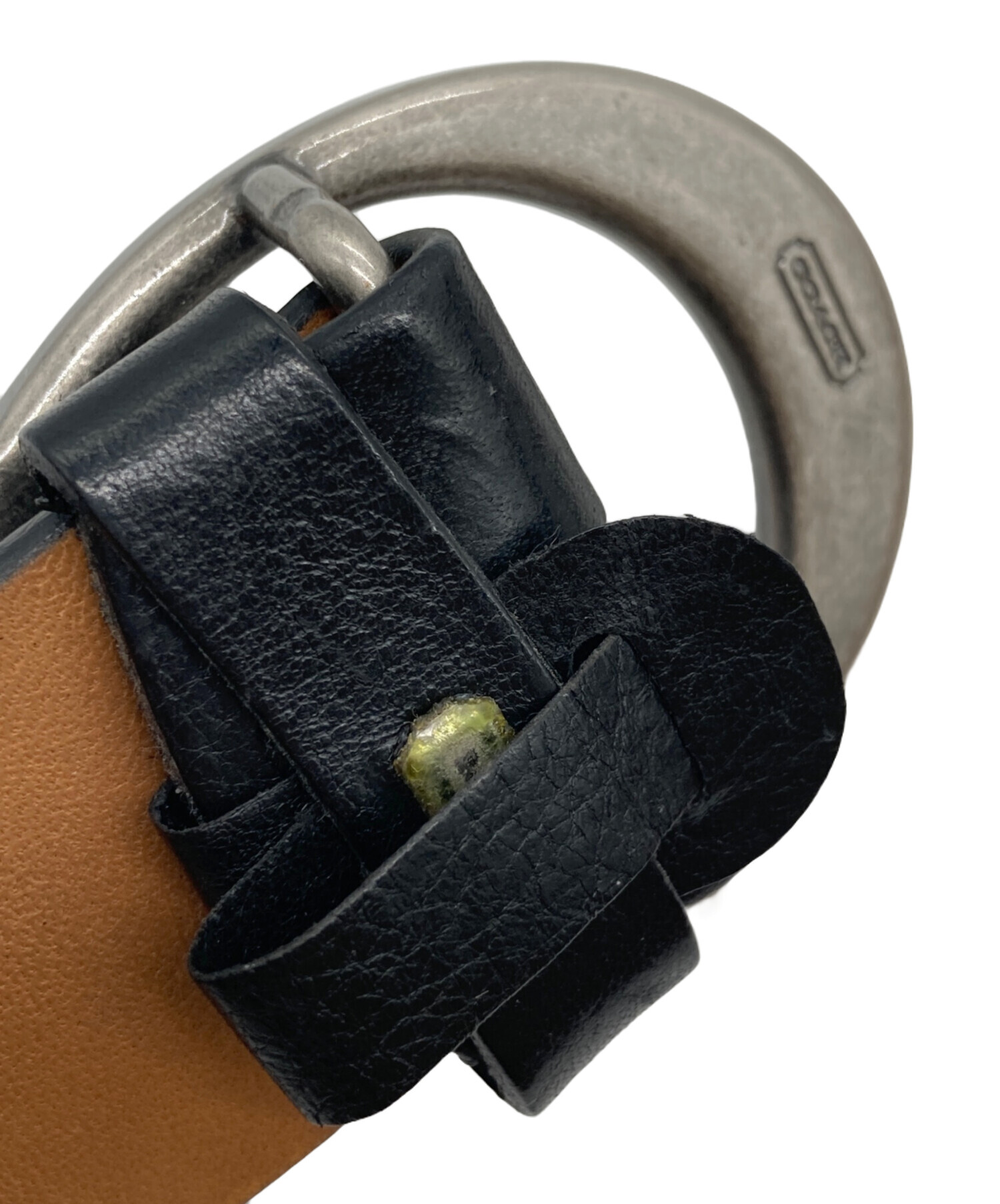 らら様 COACH ベルト レザー バックル2点 w4 中古・古着通販】COACH (コーチ) Cロゴバックルレザーベルト ブラック