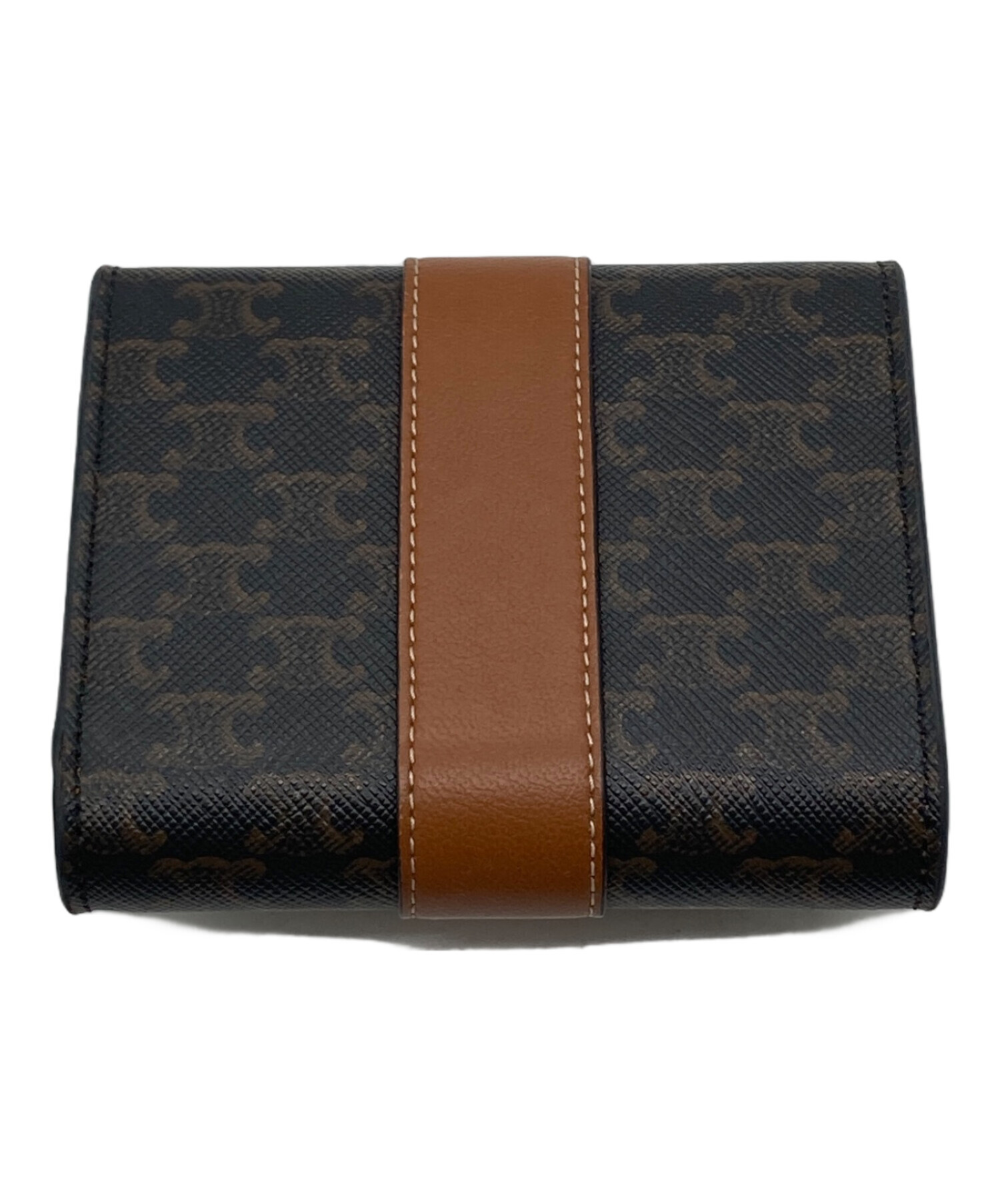 ［美品］セリーヌ　トリオンフ　スモールトリフォールドウォレット　タン　付属品完備 中古・古着通販】CELINE (セリーヌ) トリオンフ スモールトリ