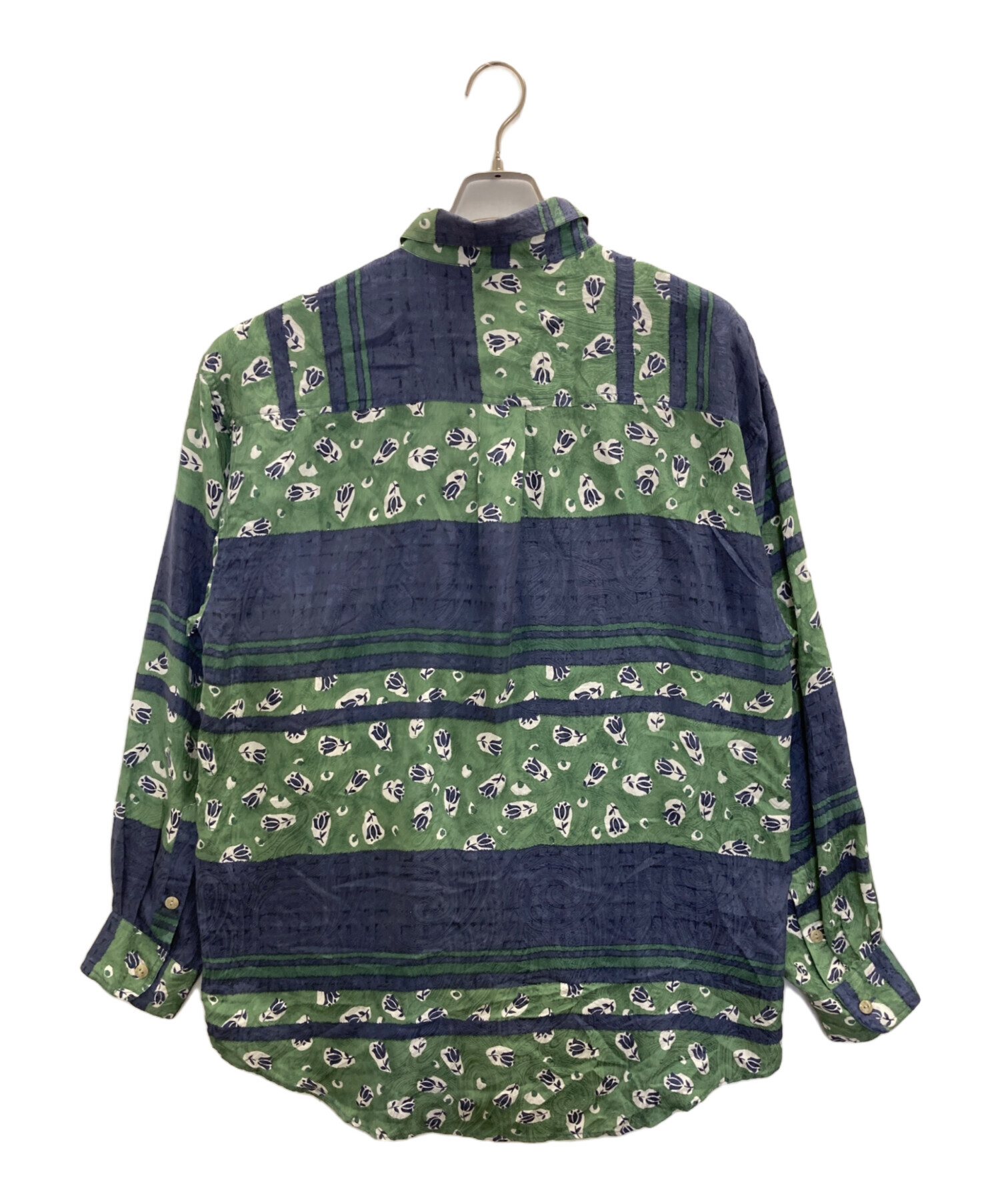 古着 ビンテージ 80s ブルー シルク シャツ オーバーサイズ VINTAGE - シルク オーバーサイズ とろみ カラーシャツ ボックスカット
