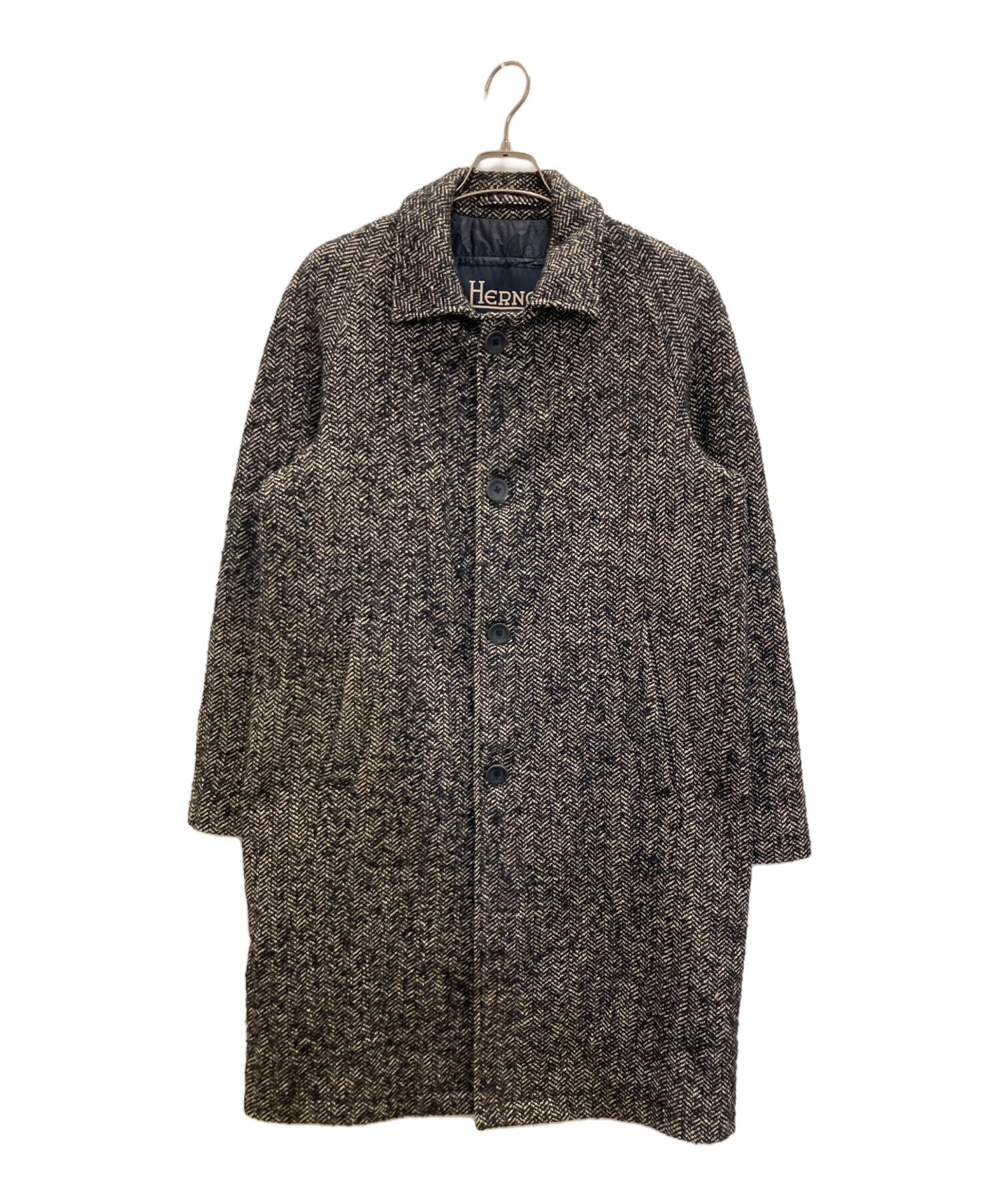 中古・古着通販】HERNO (ヘルノ) 中綿ツイードコート ブラック サイズ
