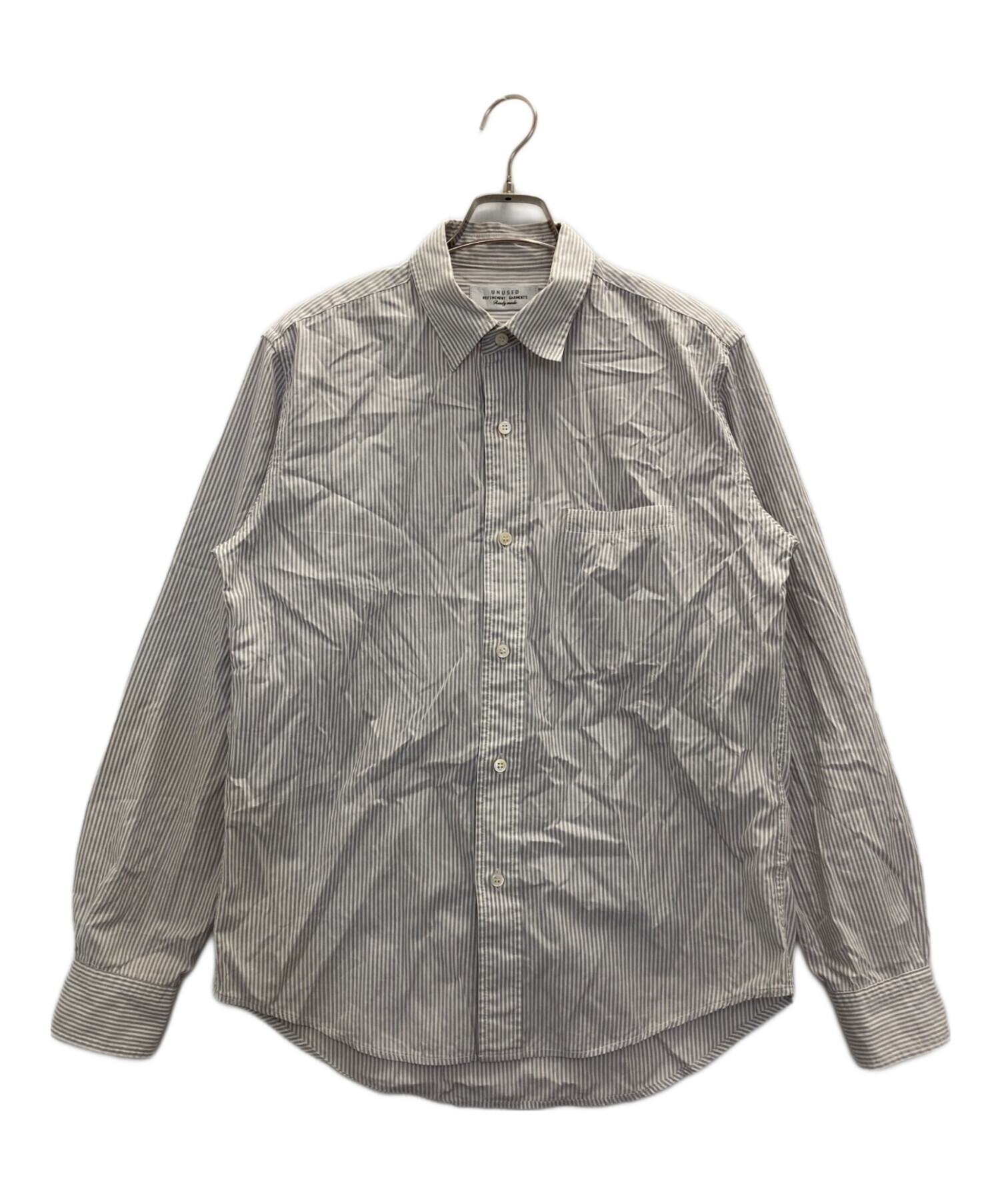 ➕　UNUSED★ストライプshirt 中古・古着通販】UNUSED (アンユーズド) ストライプシャツ グレー