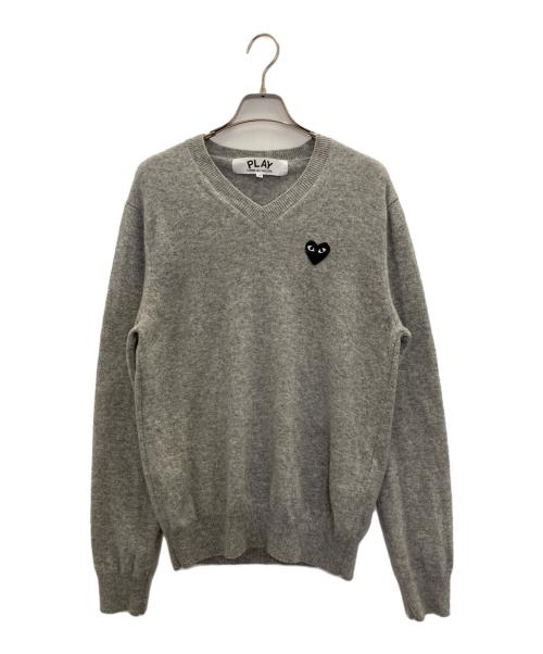 希少 美品 08年製 プレイコムデギャルソン 上質 Vネックニット ハートパッチ COMME des GARCONS（コムデギャルソン） PLAY COMME des GARCONS