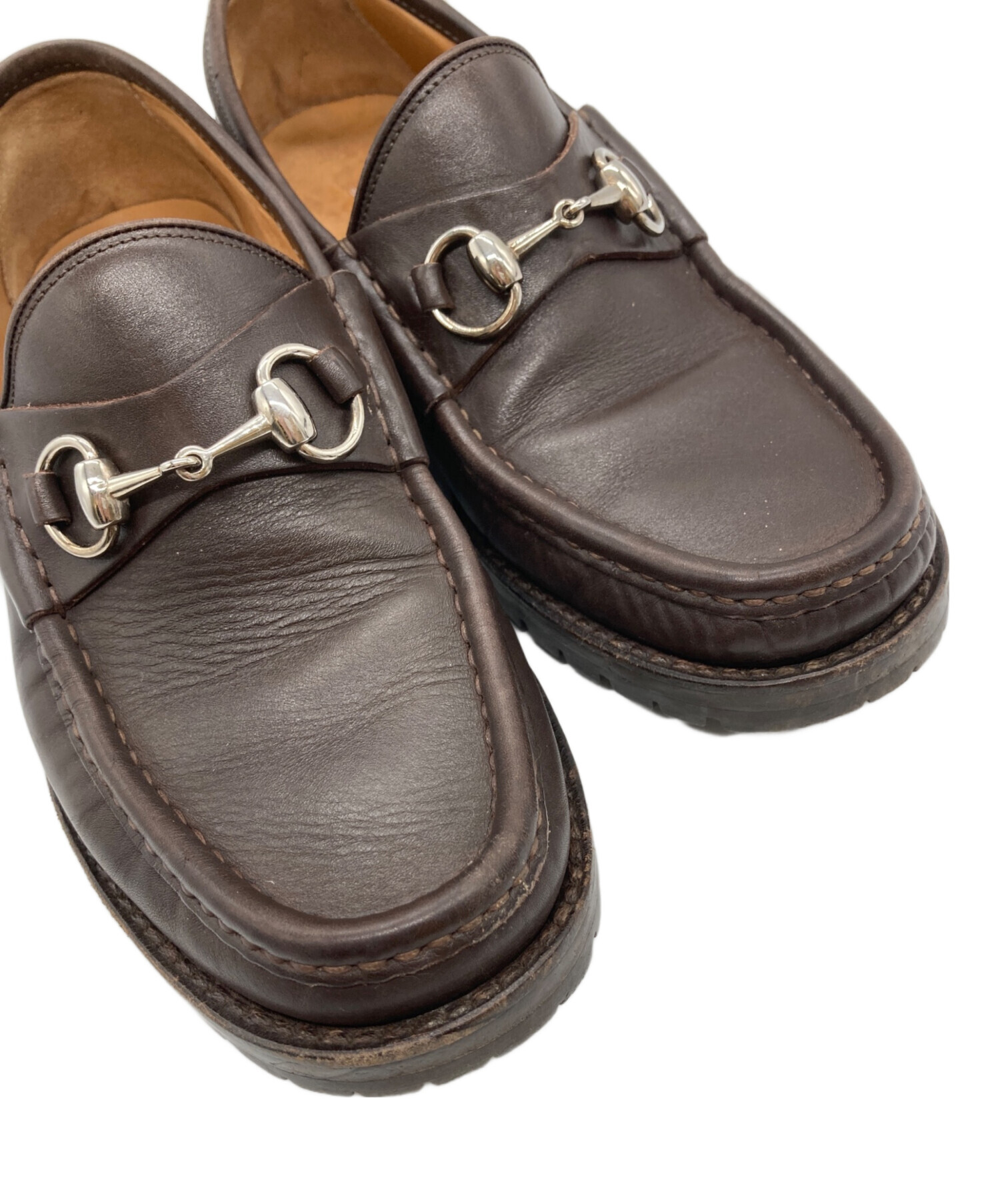 中古・古着通販】GUCCI (グッチ) ホースビットローファー ブラウン