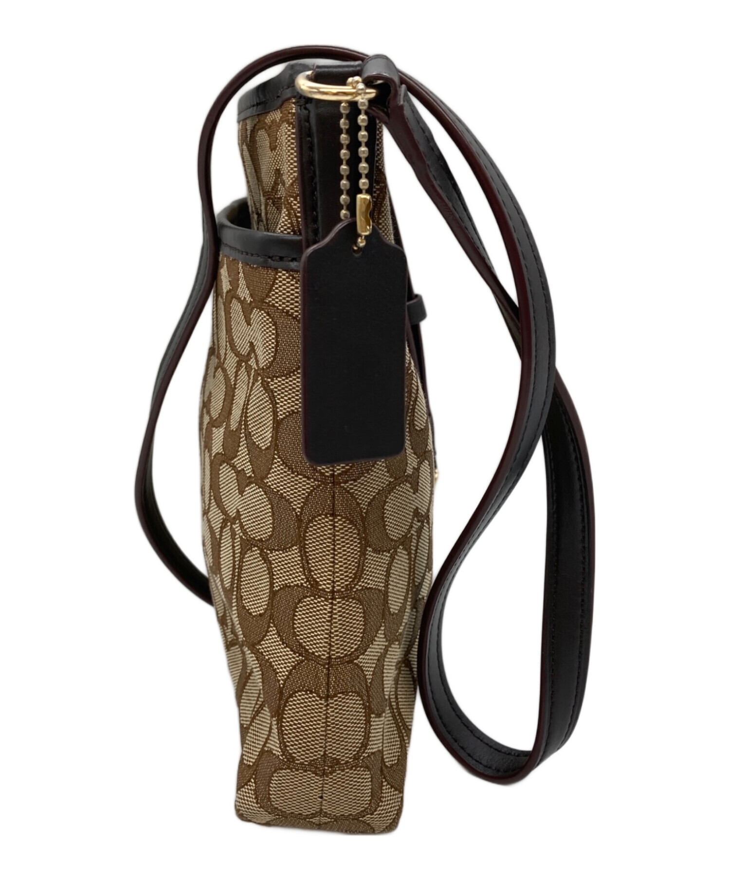 【未使用級】COACH　コーチ　ダークブラウン　ショルダーバッグ　シグネチャー 中古・古着通販】COACH (コーチ) シグネチャーショルダーバッグ