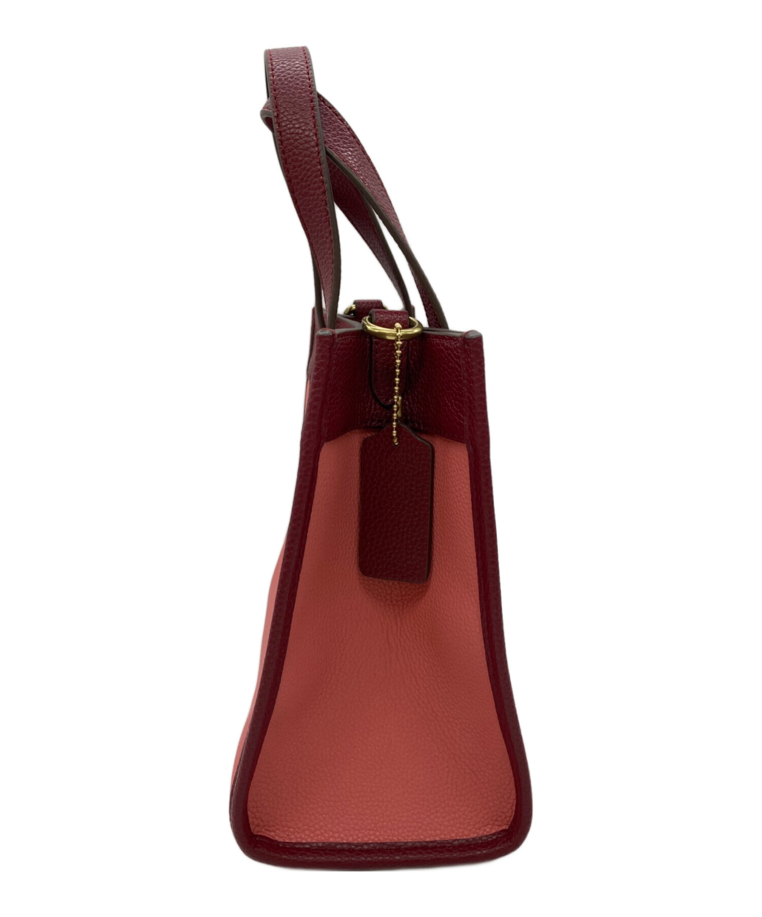 中古・古着通販】COACH (コーチ) FIELD TOTE 22 レッド×ピンク