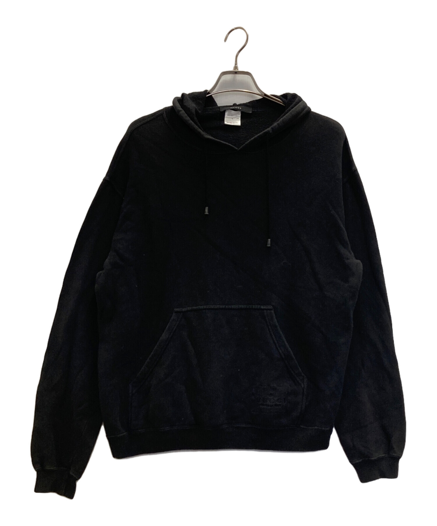 中古・古着通販】GUCCI (グッチ) ロゴ刺繍パーカー ブラック サイズ:M