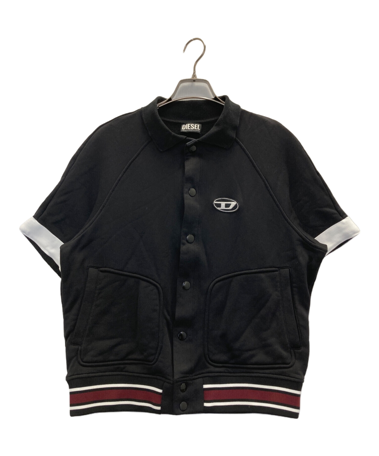 DIESEL S-BOLINハーフスリーブスウェットシャツ黒S 日本Lサイズ相当 