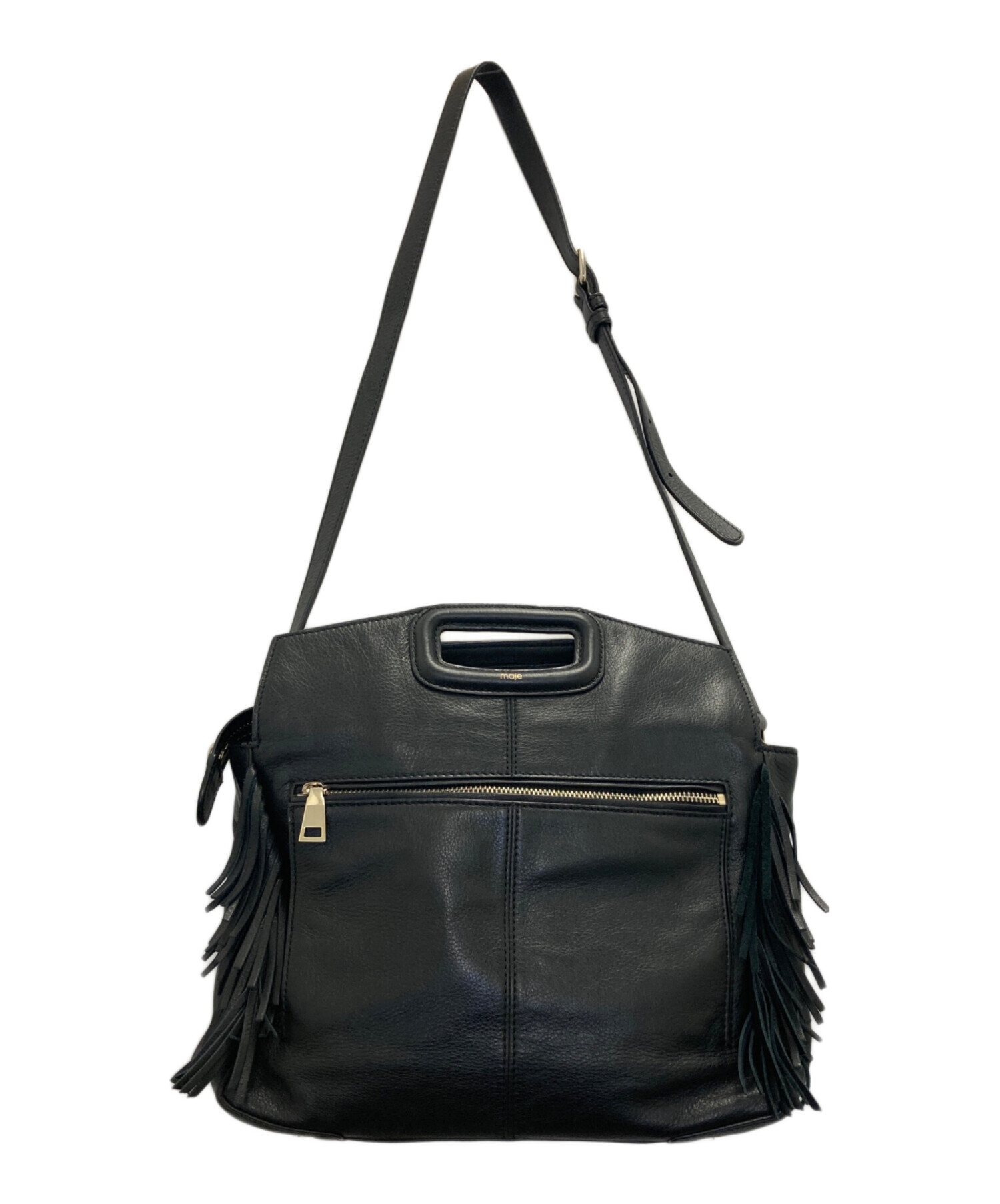 中古・古着通販】maje (マージュ) レザーフリンジ2WAYバッグ ブラック 