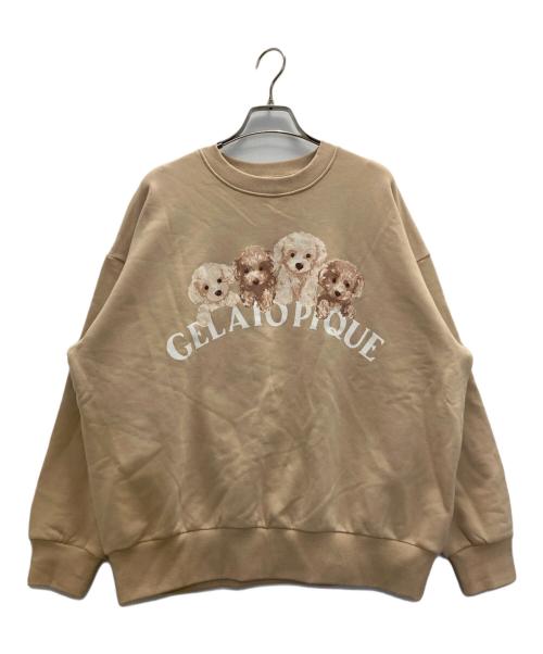 【タグ付き未使用】ジェラートピケ トイプードル　プルオーバー ベージュ　裏毛 gelato pique(ジェラート ピケ)】甘えたような表情が愛らしいトイ