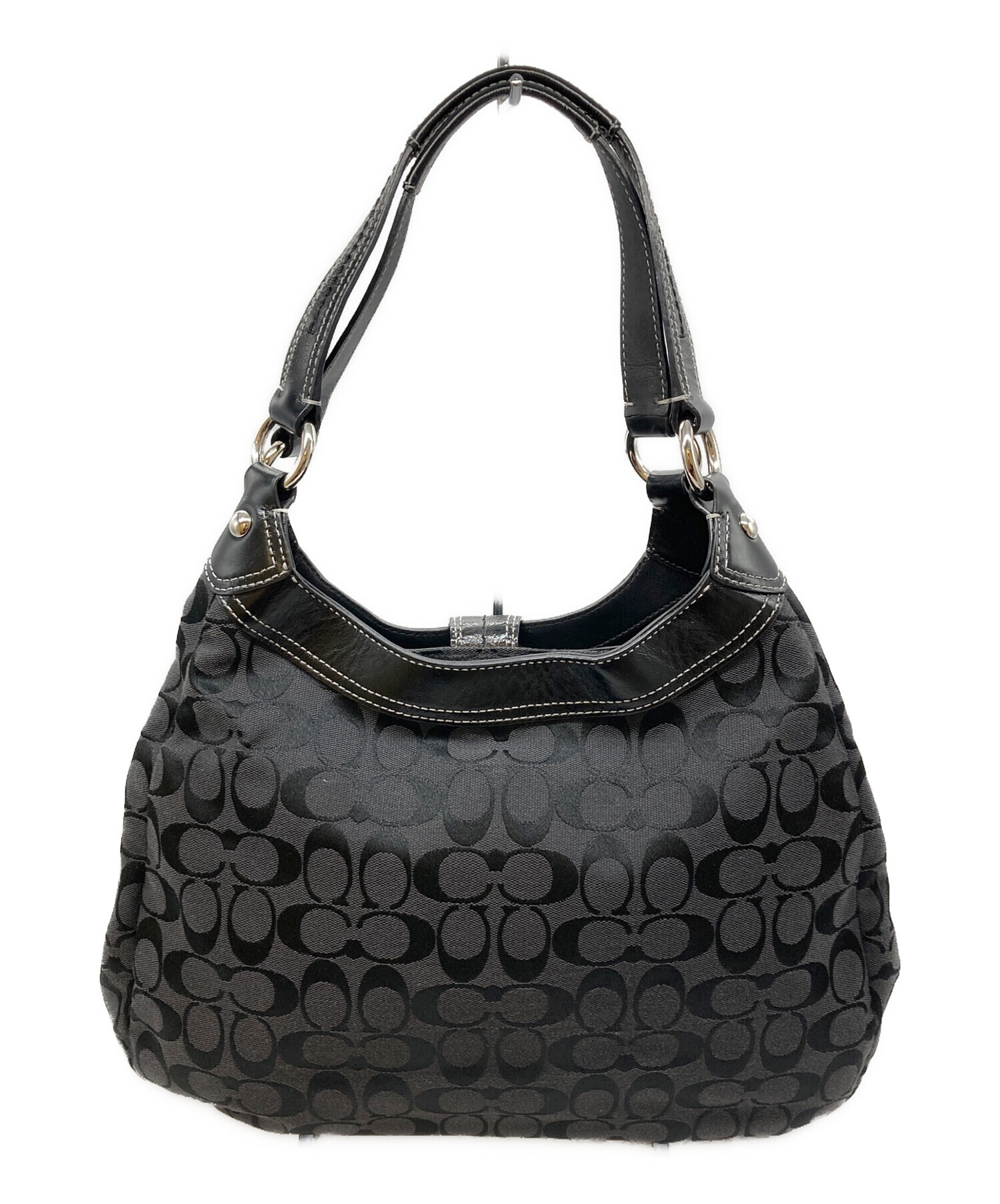 COACH コーチ ソーホー ラージ ホーボー トートバッグ ブラック 中古・古着通販】COACH (コーチ) ソーホーシグネチャートートバッグ