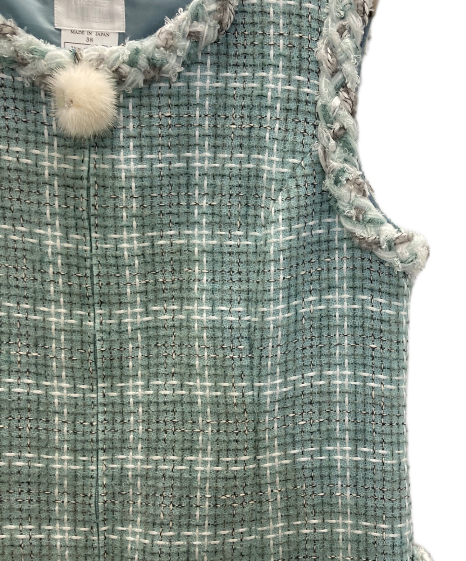 中古・古着通販】Rene (ルネ) ノースリーブツイードワンピース ミント