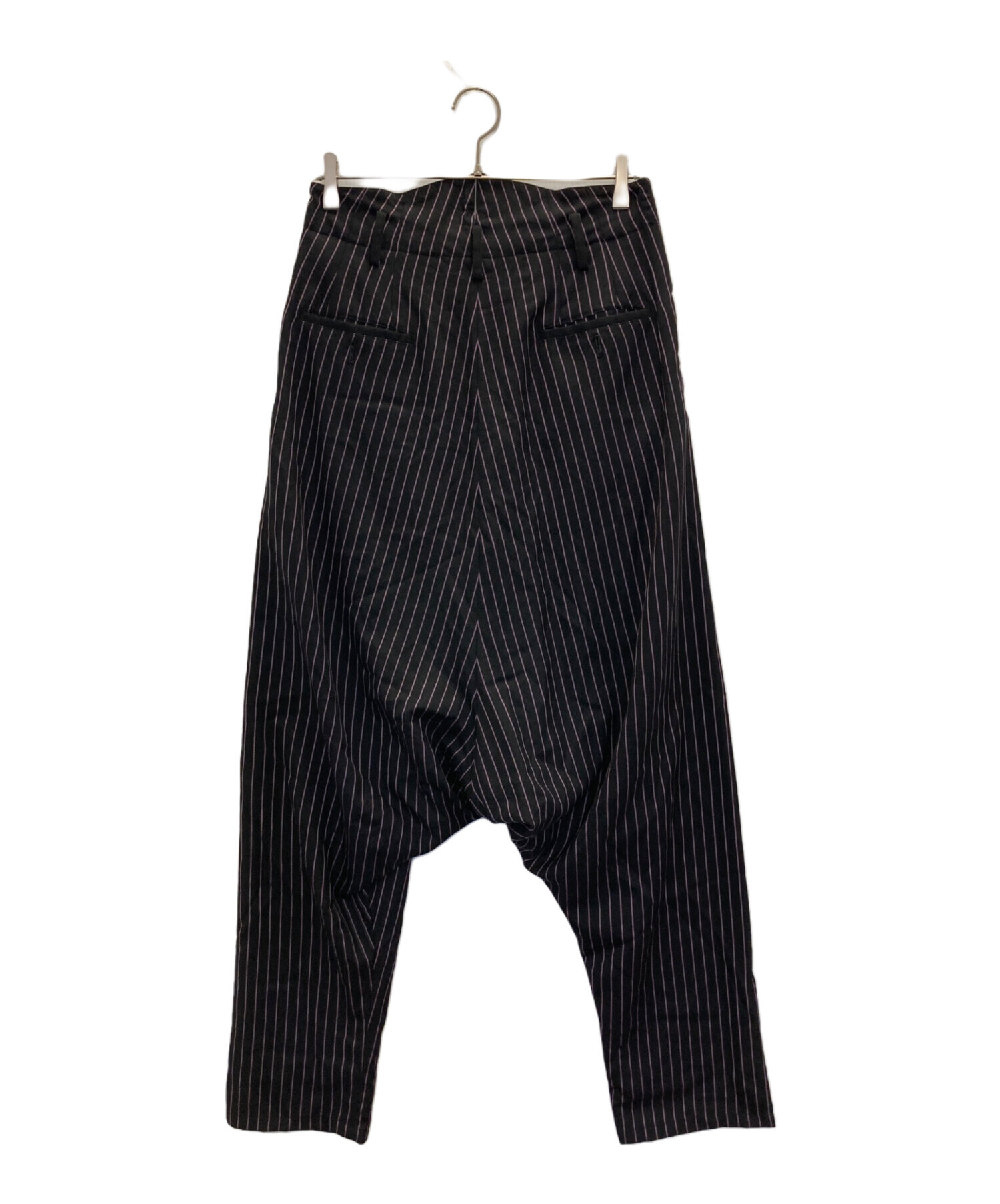 sulvam サルバム　ブラック サルエルパンツ ジッパー付き 中古・古着通販】sulvam (サルバム) サルエルストライプパンツ