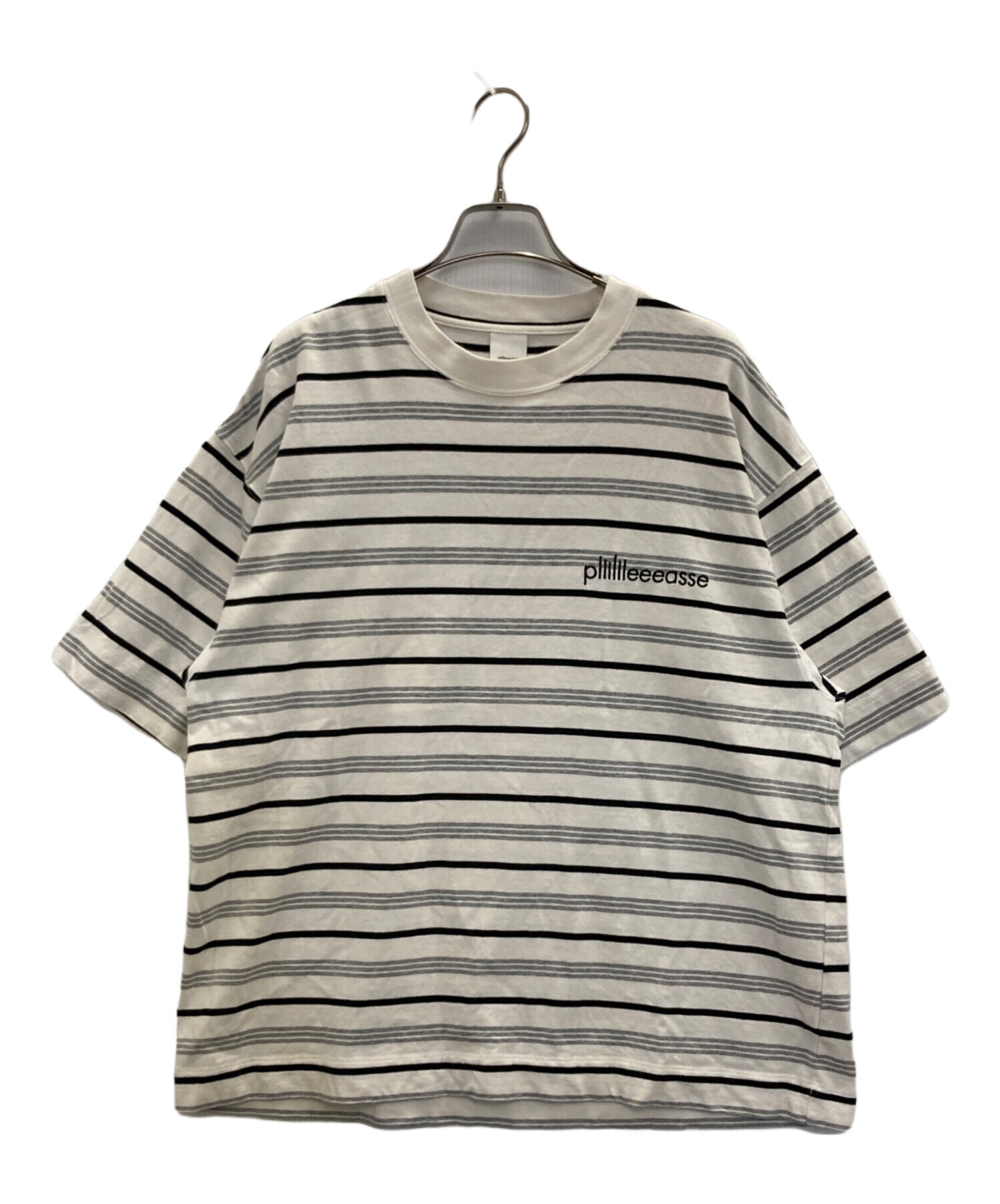 中古・古着通販】plllllleeeasse (プリーズ) ボーダーTシャツ ホワイト 
