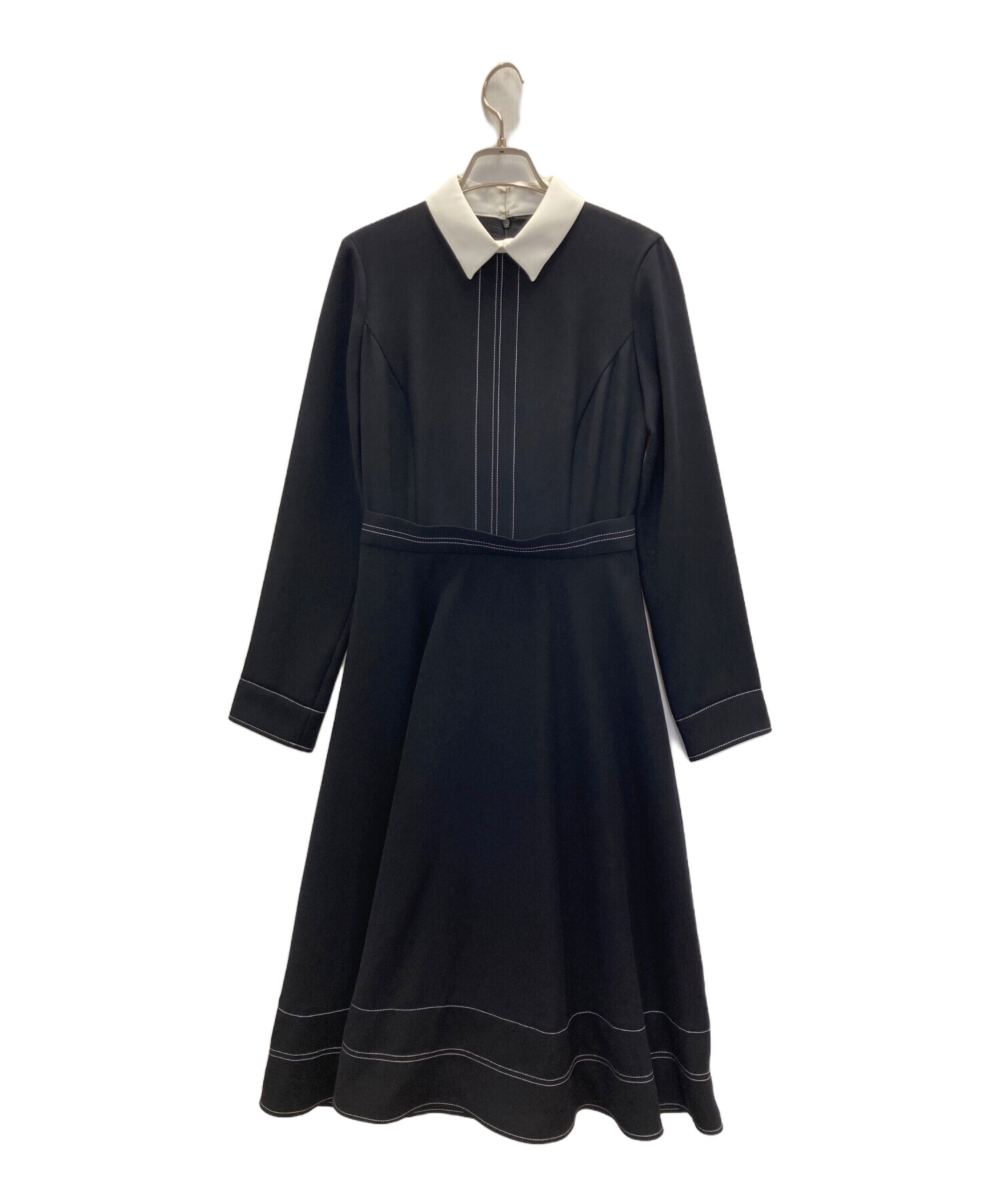 中古・古着通販】Sov. (ソブ) ダブルサテンワンピース ブラック サイズ 