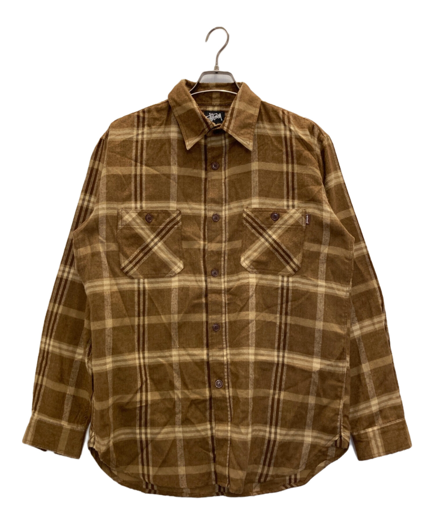 中古・古着通販】stussy (ステューシー) ネルシャツ ブラウン サイズ:L