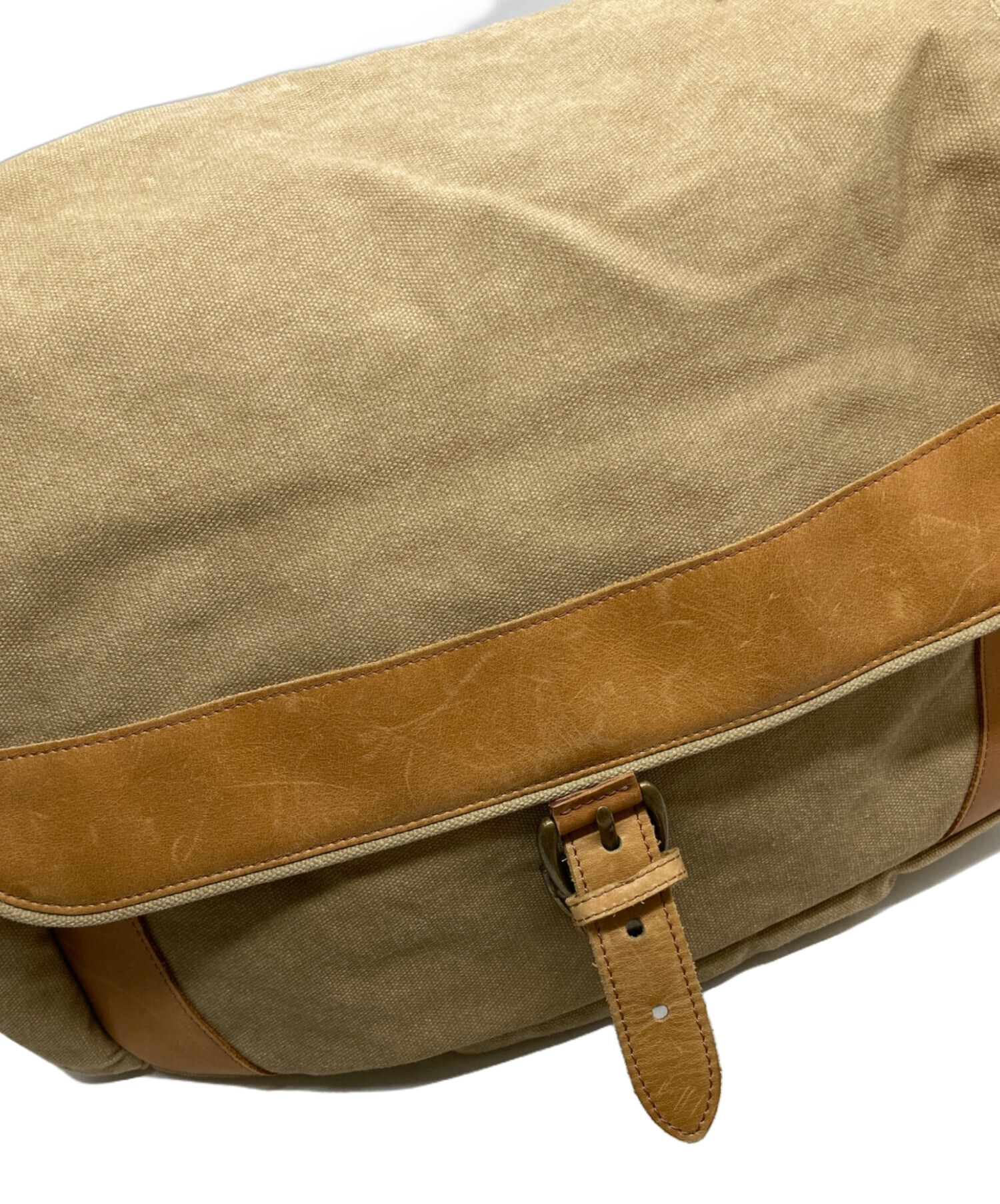 LLbean ベージュ キャンバス レザー メッセンジャーバッグ 中古・古着通販】L.L.Bean (エルエルビーン) メッセンジャーバッグ