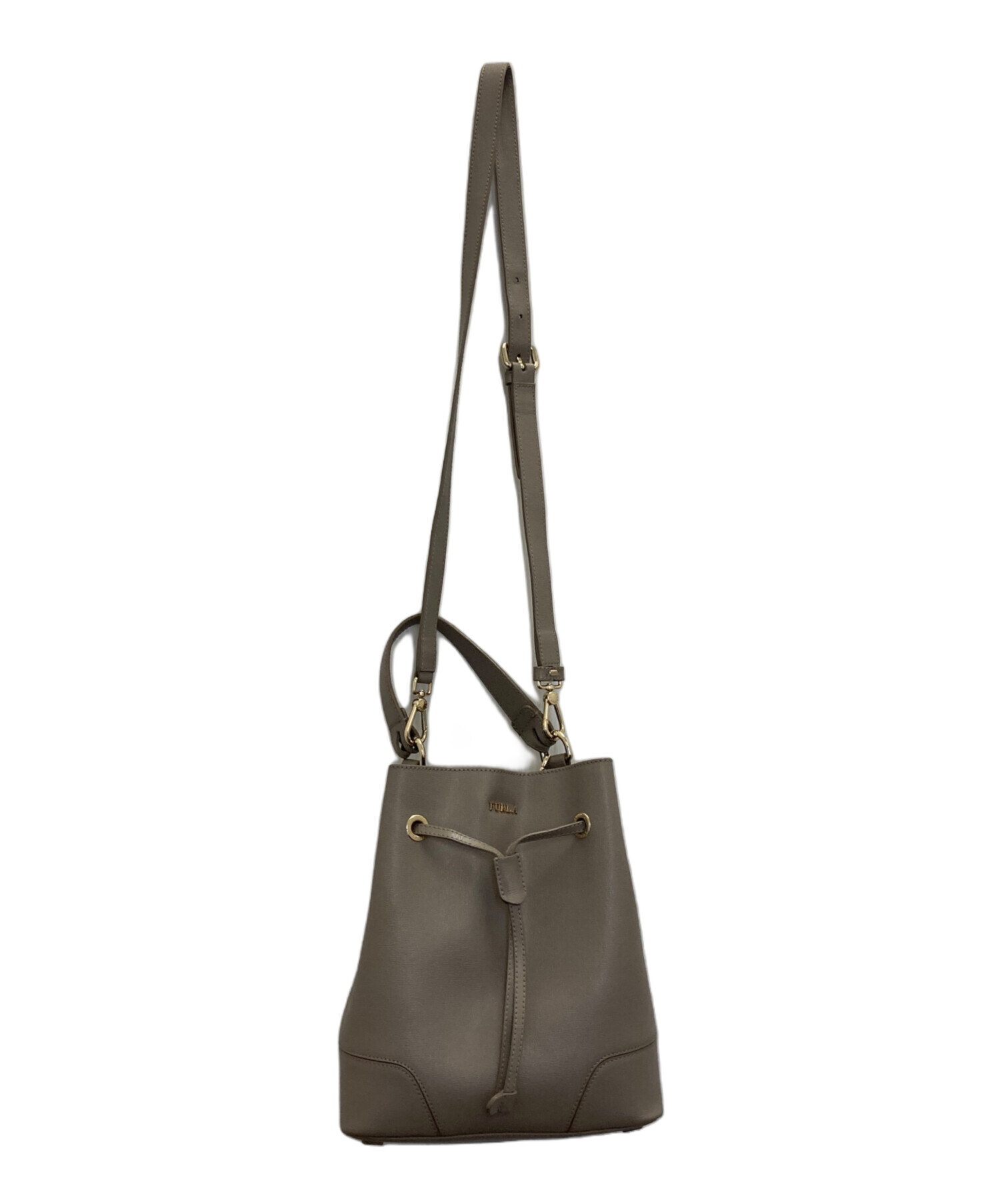 【未使用級】フルラ 2way ステイシー ショルダーバッグ レザー 巾着 黒 中古・古着通販】FURLA (フルラ) ステイシー2WAYショルダーバッグ