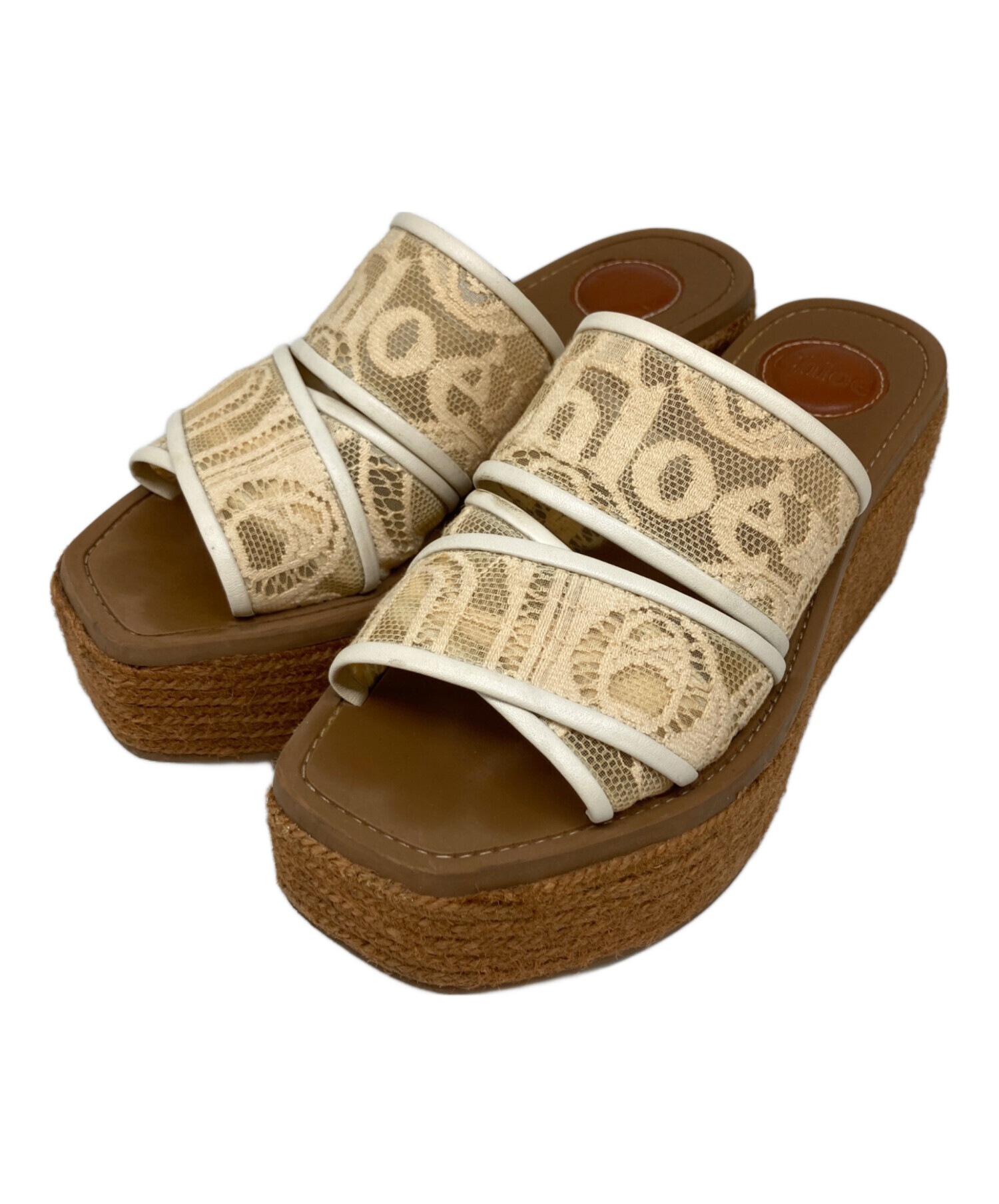 Chloé サンダル ベージュ 中古・古着通販】Chloe (クロエ) ウェッジソールサンダル ベージュ