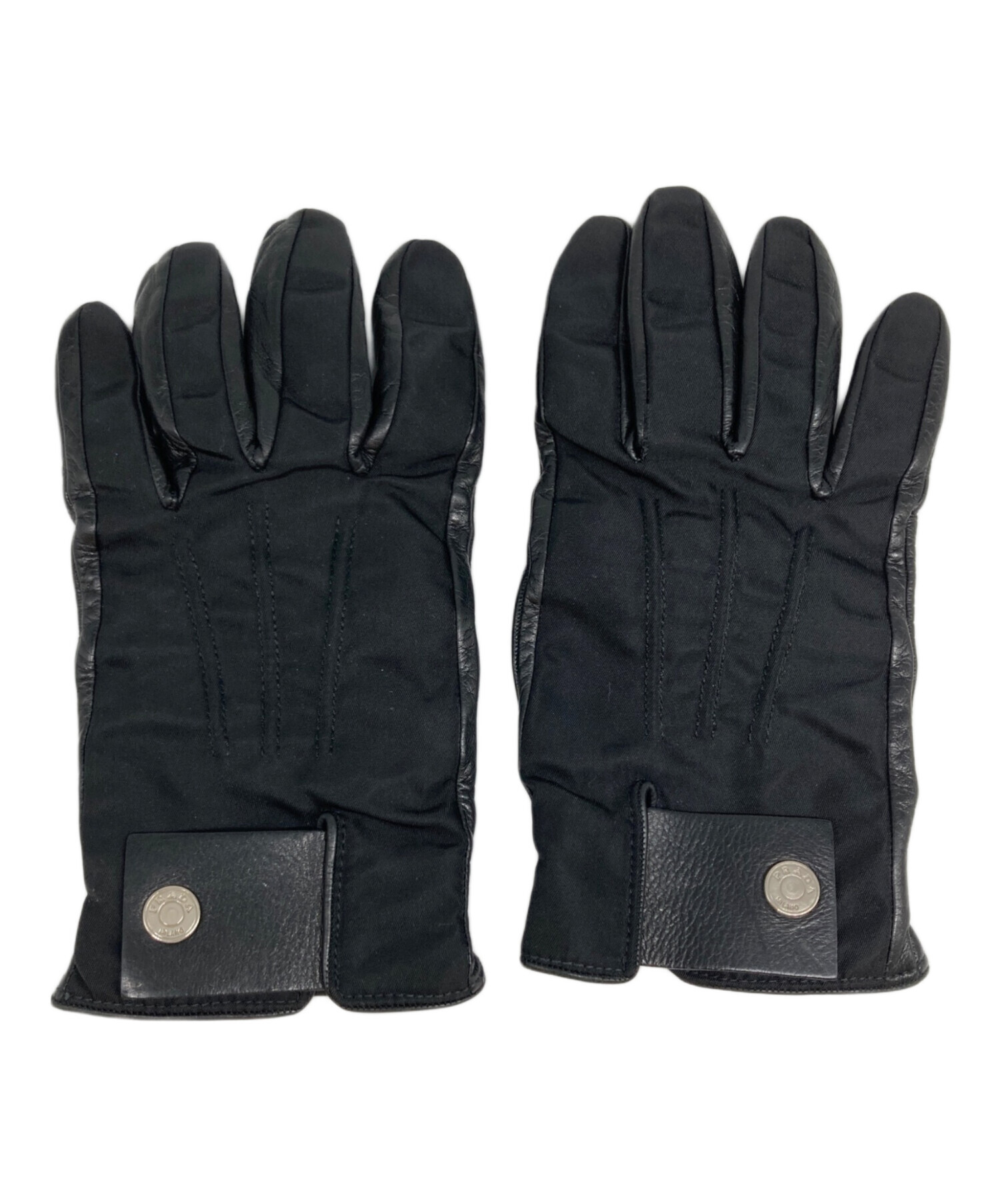 PRADA プラダ　手袋 中古・古着通販】PRADA (プラダ) 切替グローブ ブラック｜ブランド