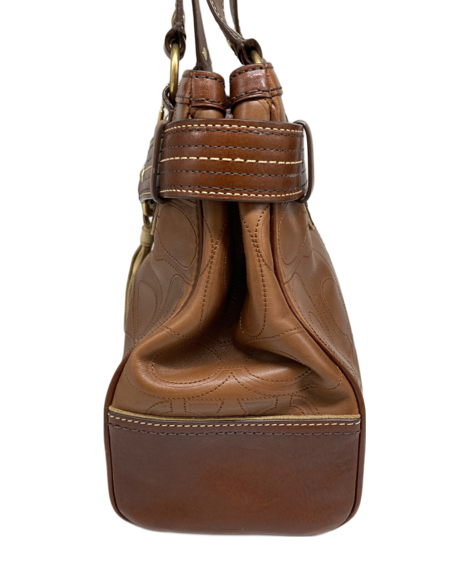 未使用級☆COACHコーチ 2wayトートバッグ ブラウン シグネチャー 中古・古着通販】COACH (コーチ) シグネチャートートバッグ ブラウン
