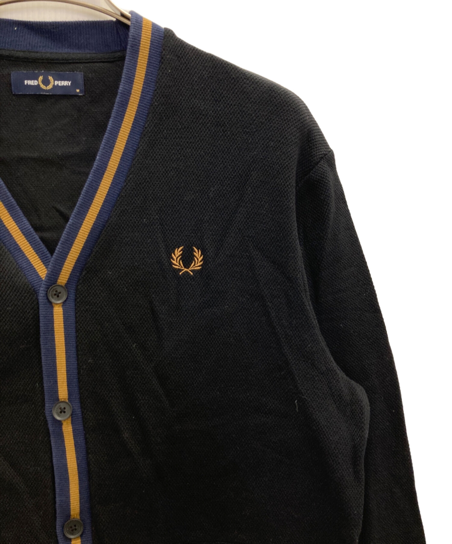 フレッドペリー 鹿の子カーディガン ネイビー M 中古・古着通販】FRED PERRY (フレッドペリー) 鹿の子カーディガン