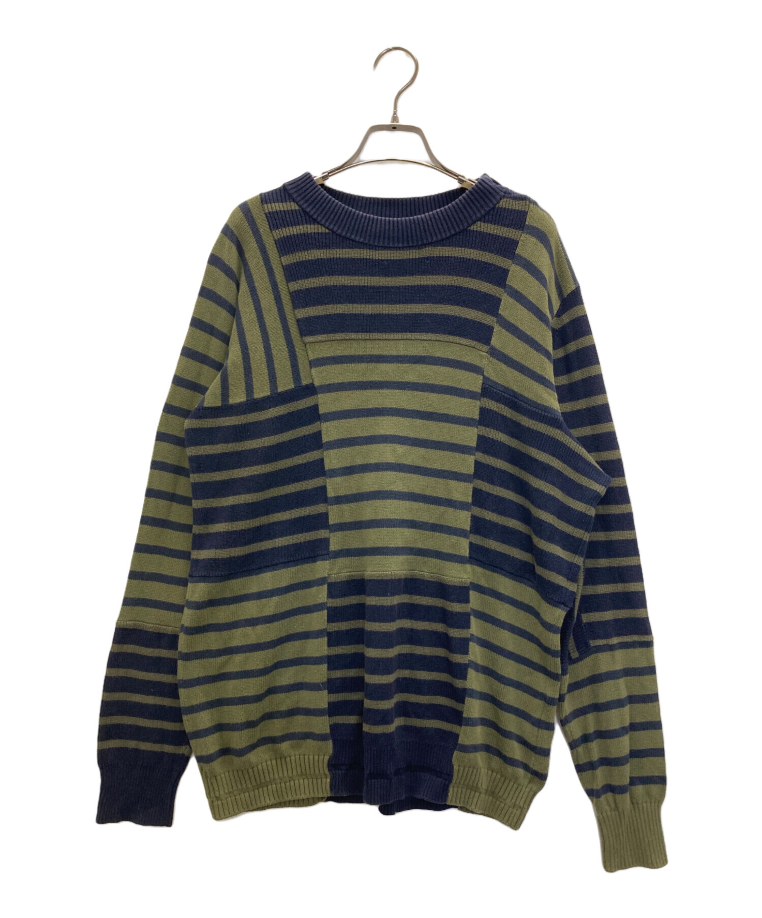 中古・古着通販】sacai (サカイ) ボーダーニット ネイビー×オリーブ