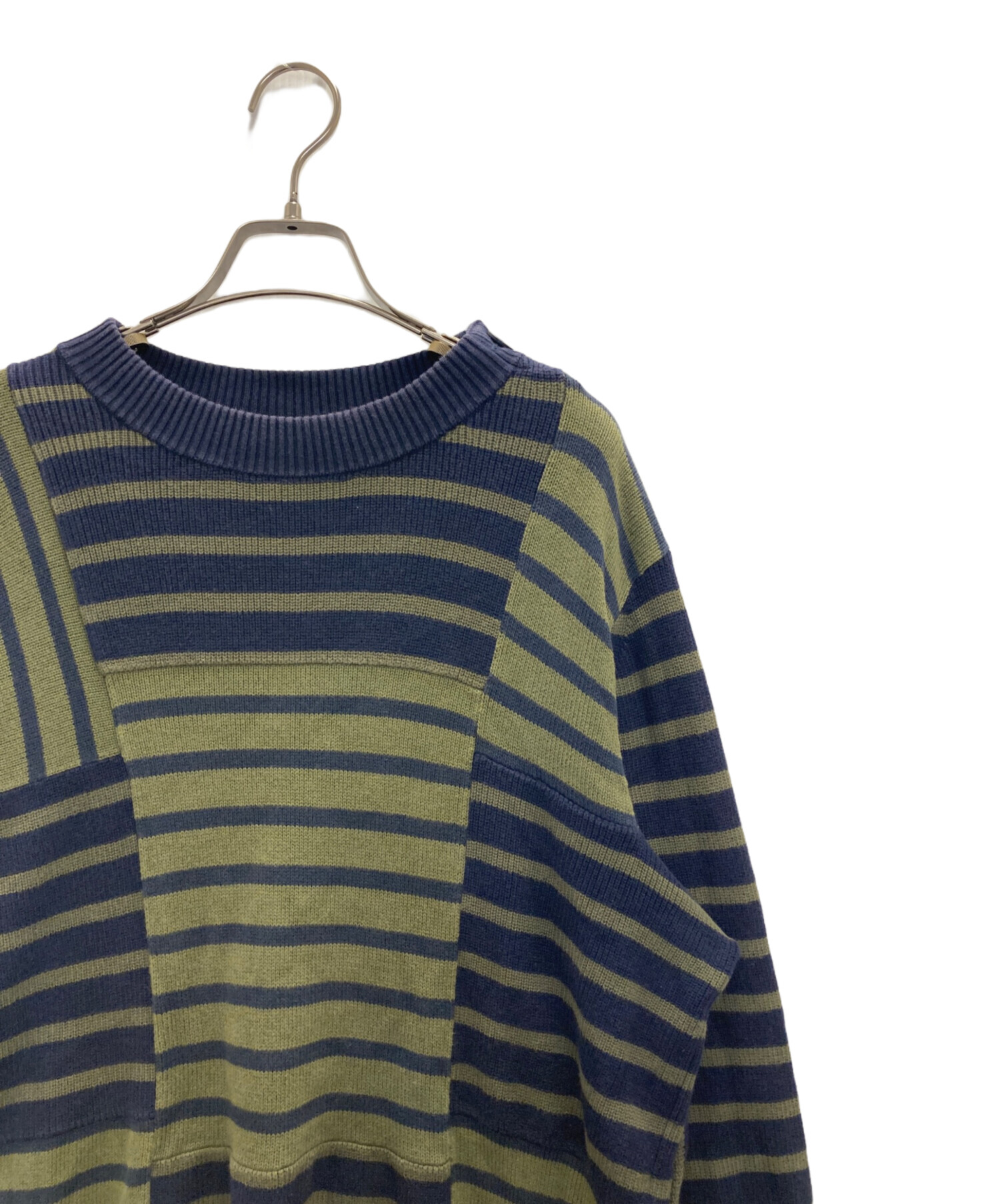 中古・古着通販】sacai (サカイ) ボーダーニット ネイビー×オリーブ