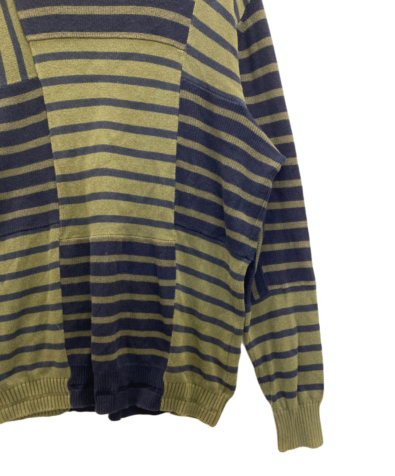中古・古着通販】sacai (サカイ) ボーダーニット ネイビー×オリーブ
