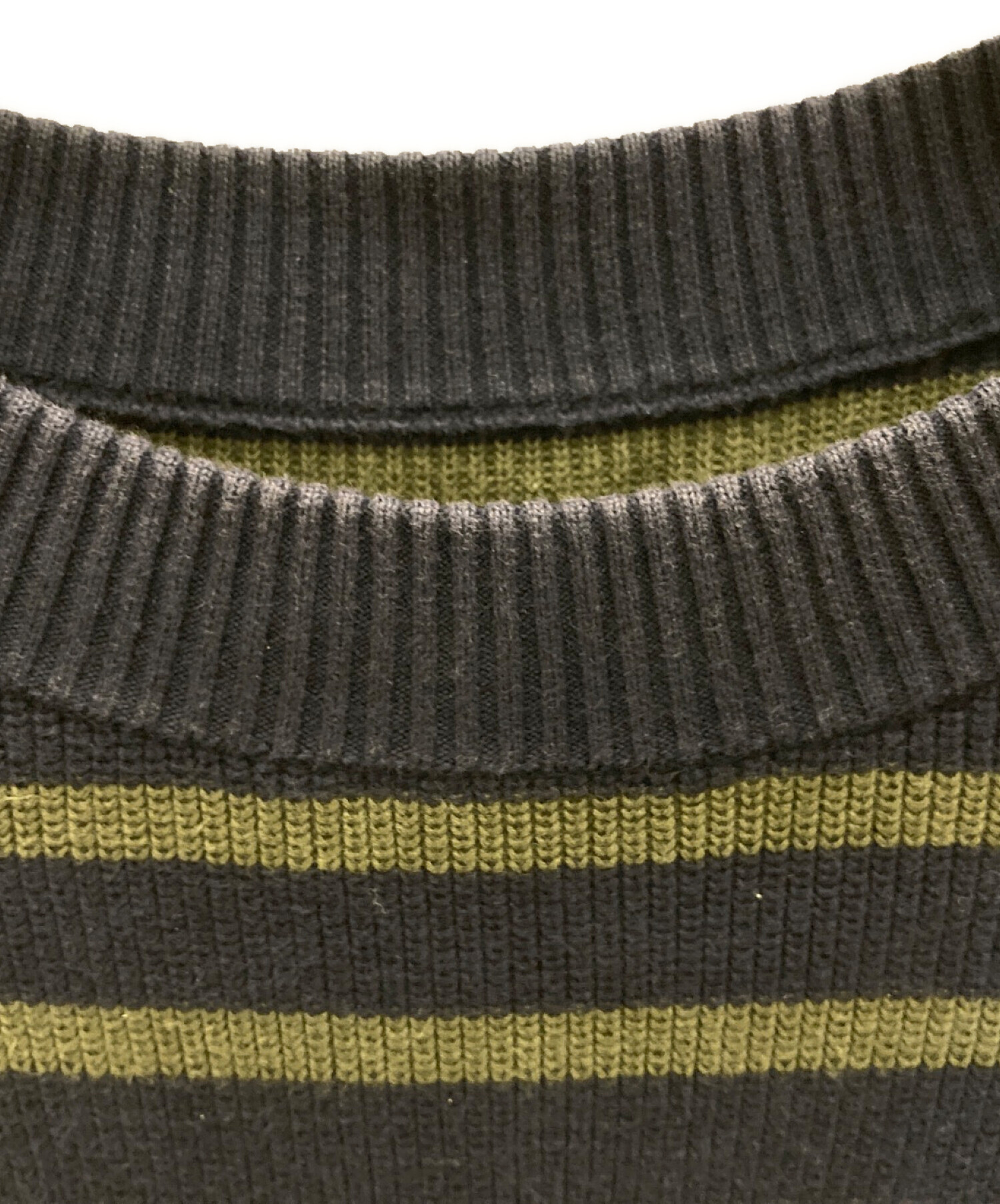 中古・古着通販】sacai (サカイ) ボーダーニット ネイビー×オリーブ