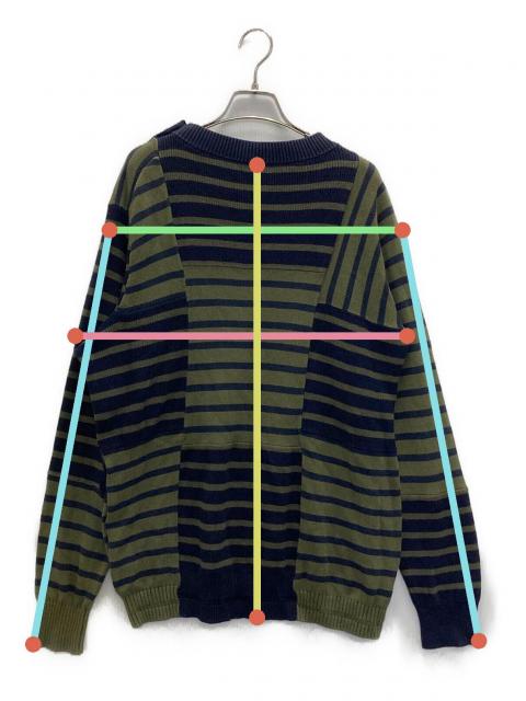 中古・古着通販】sacai (サカイ) ボーダーニット ネイビー×オリーブ