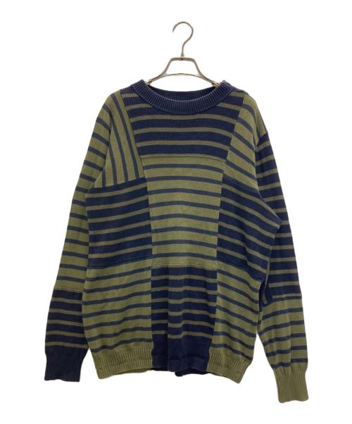 中古・古着通販】sacai (サカイ) ボーダーニット ネイビー×オリーブ