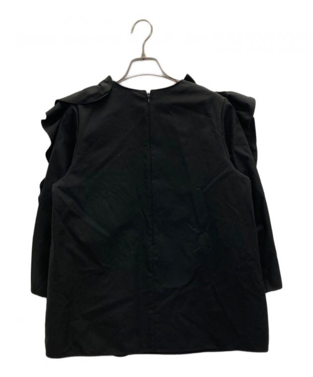 中古・古着通販】LOHEN (ローヘン) ワイドラッフルブラウス ブラック