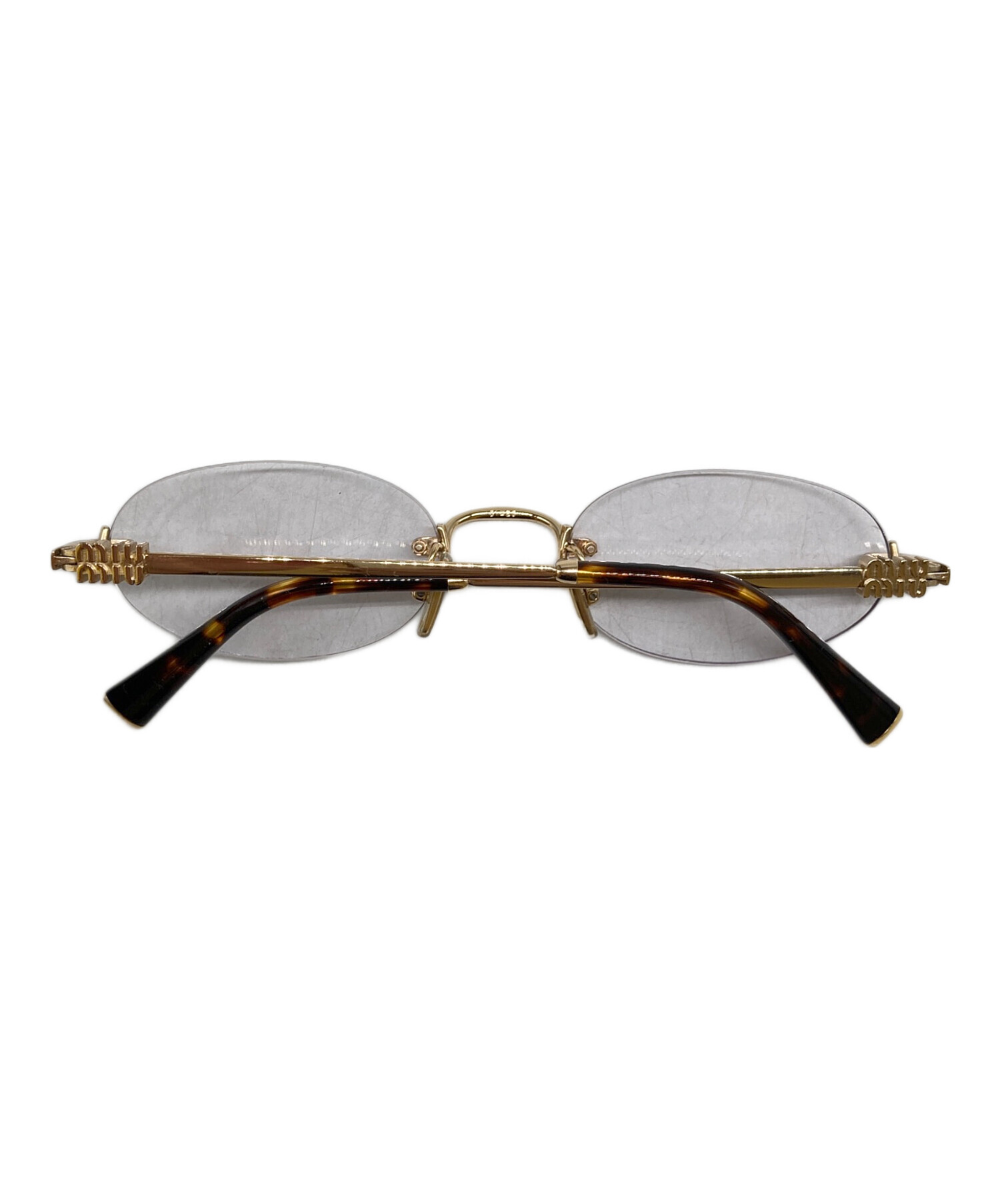 中古・古着通販】MIU MIU (ミュウミュウ) メタルロゴ リムレスオーバル