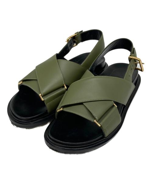 MARNI オリーブグリーン ブラック エスパドリーユサンダル 中古・古着通販】MARNI (マルニ) スベット クリスクロスサンダル