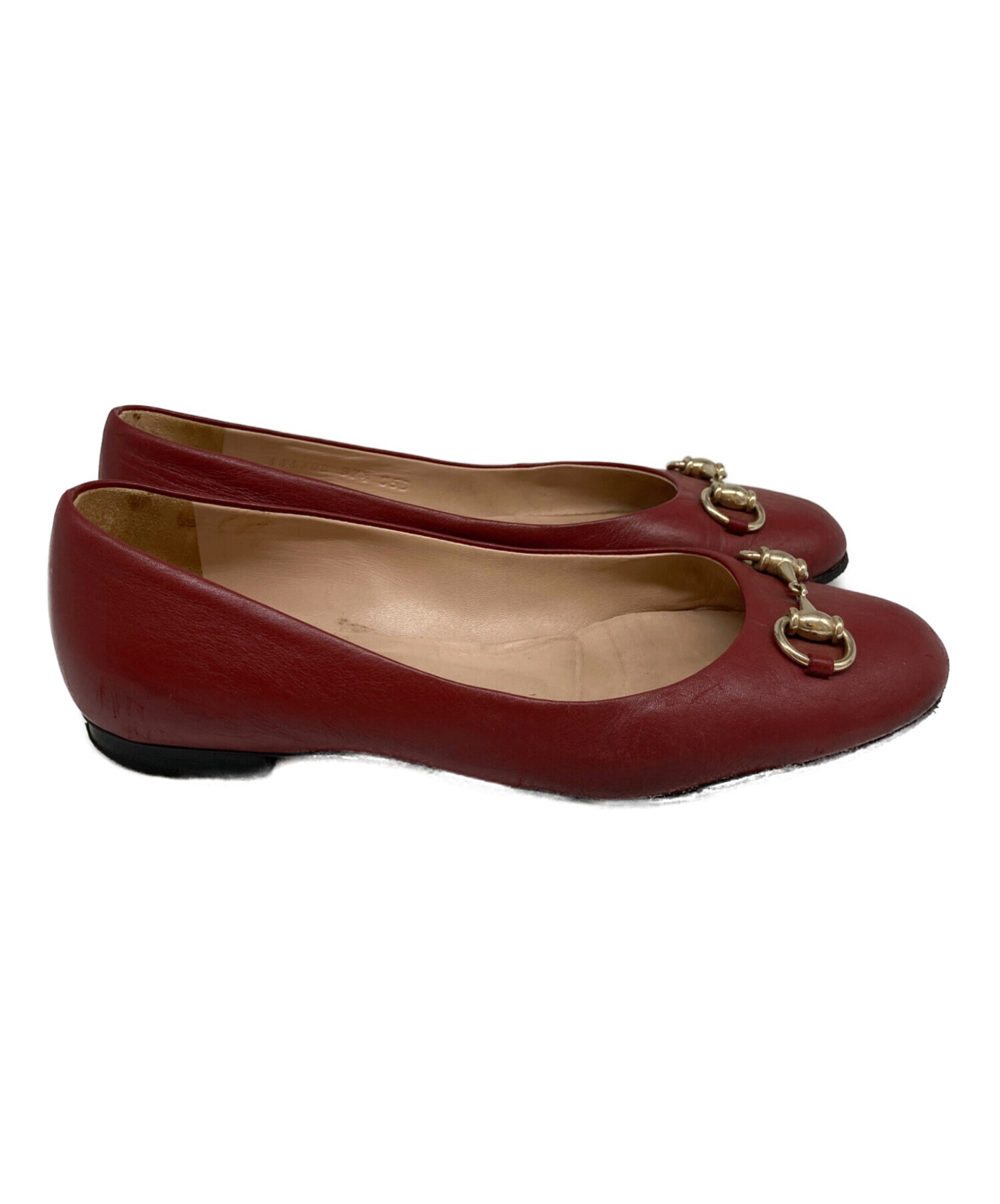 【美品】 GUCCI グッチ ミッドヒールパンプス レッド サイズ35 1/2 中古・古着通販】GUCCI (グッチ) フラットパンプス レッド サイズ:37 2