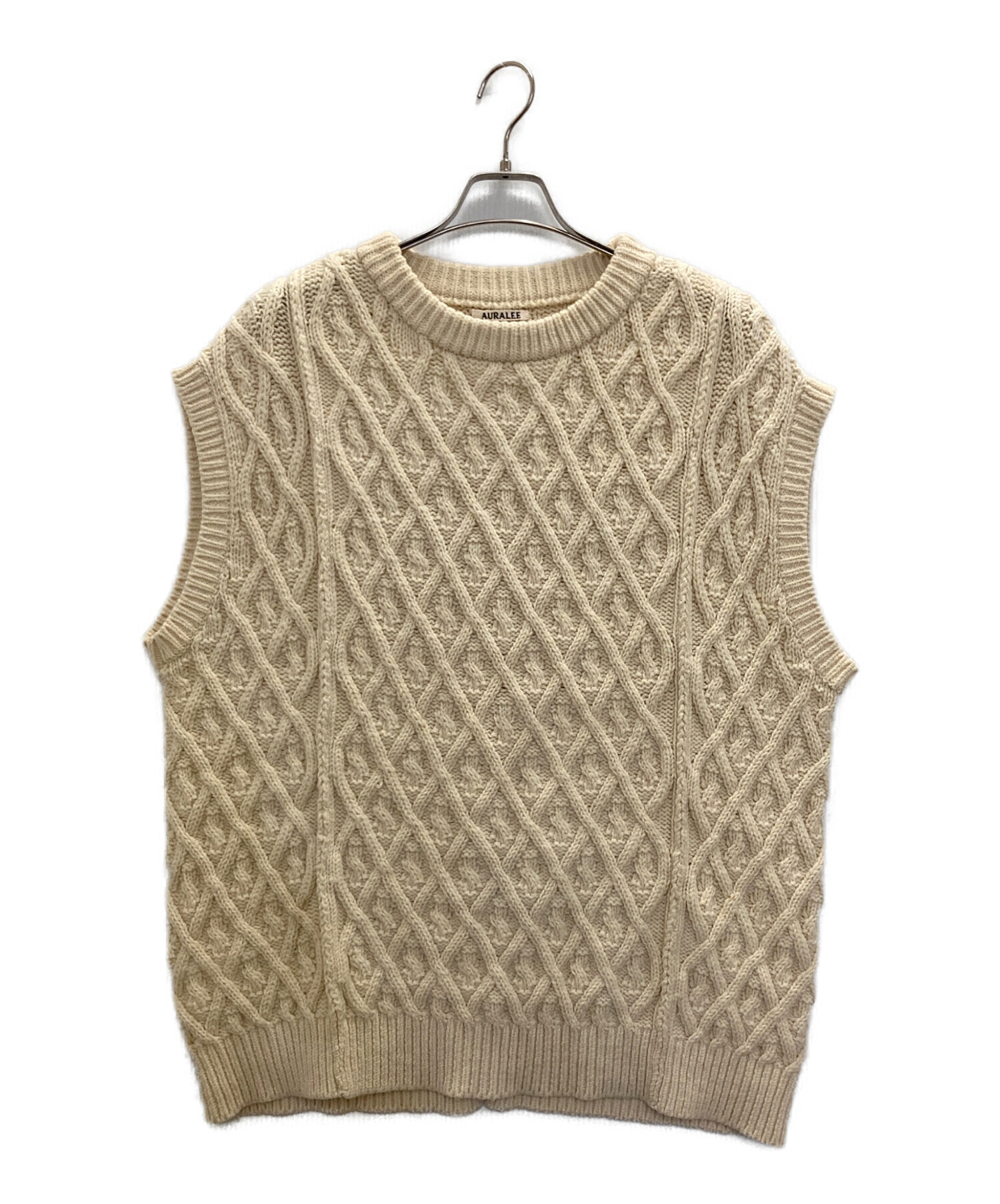 トップス auralee HARD TWIST MERINO ARAN KNIT VEST 中古・古着通販】AURALEE (オーラリー) HARD TWIST MERINO ARAN KNIT