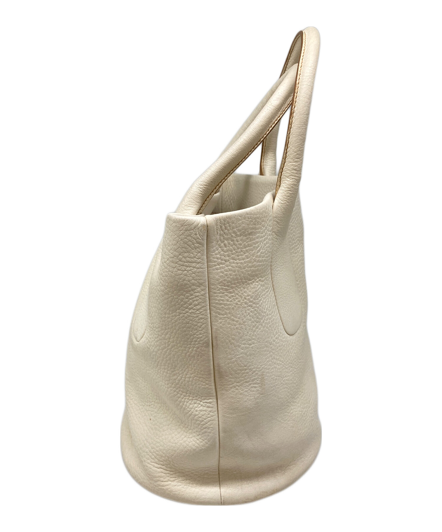 mariny98　HIROFU（ヒロフ）レザー　ハンドバッグ 中古・古着通販】HIROFU (ヒロフ) レザーハンドバッグ アイボリー