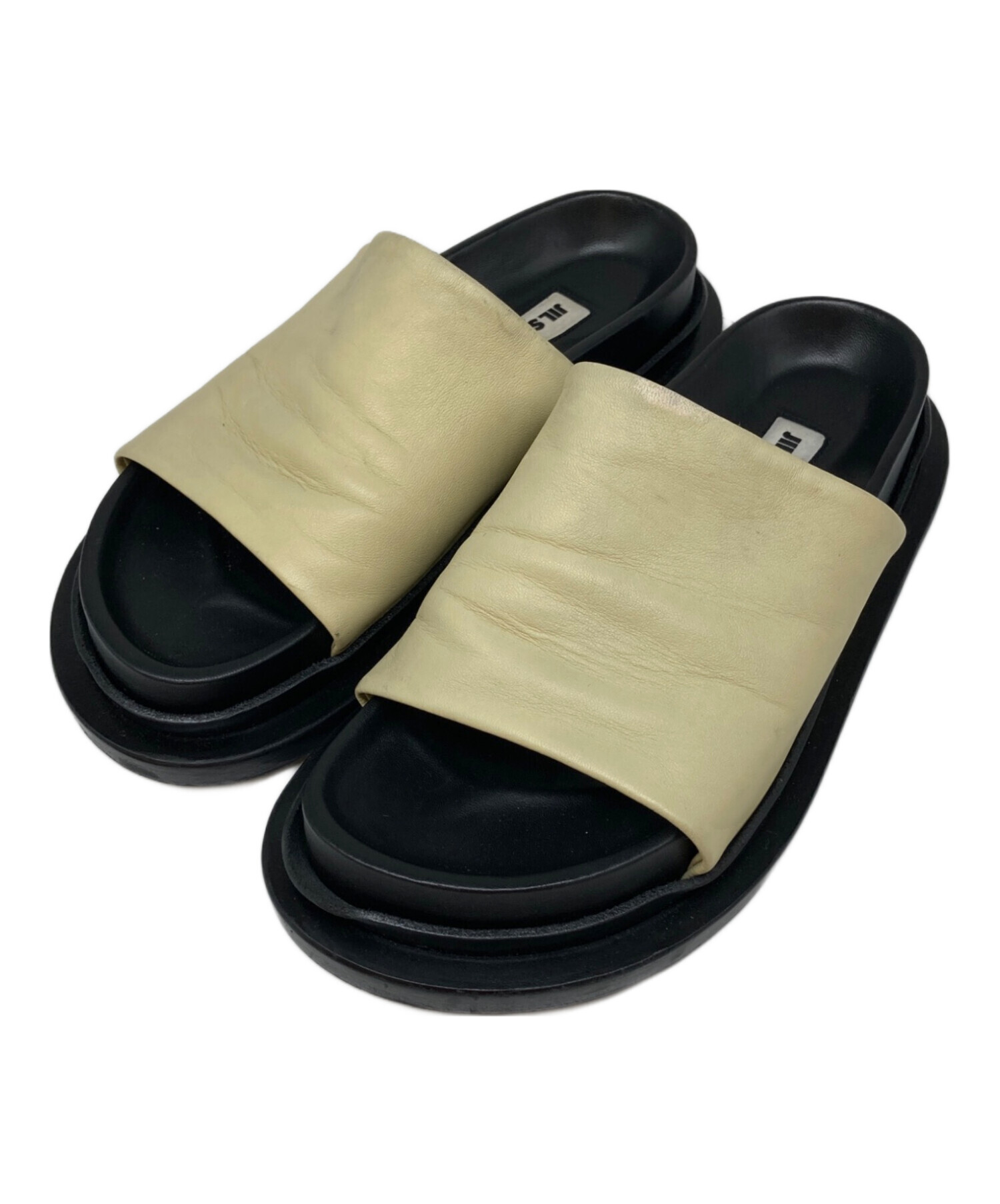 JIL SANDER ジルサンダー　レザーサンダル　44 27.5〜28cm 中古・古着通販】JIL SANDER (ジルサンダー) フラットレザーサンダル
