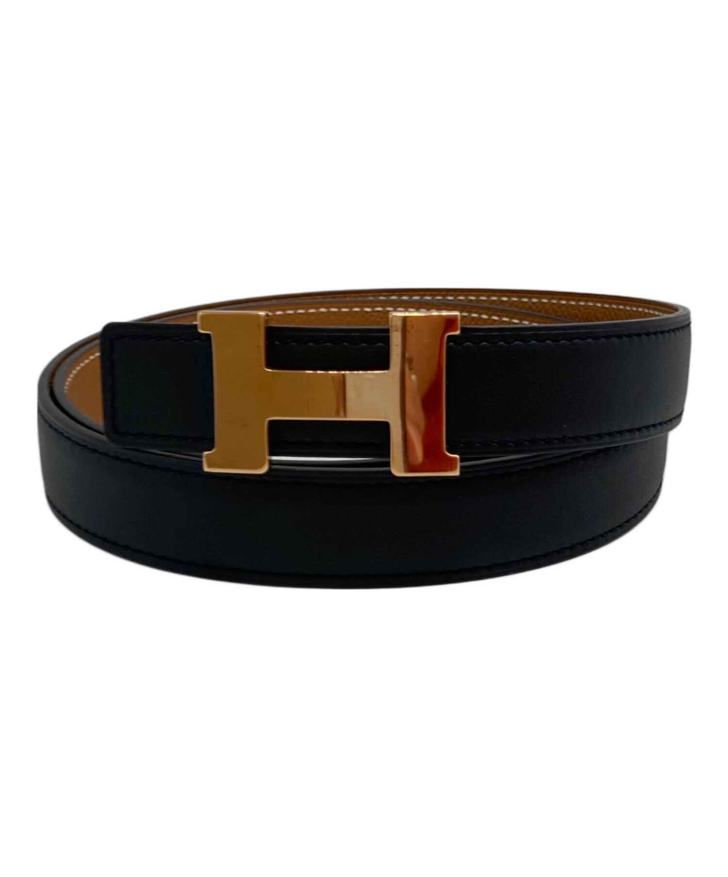 未使用 HERMES エルメス ブラック レザー ベルト 中古・古着通販】HERMES (エルメス) レザーベルト ブラック サイズ