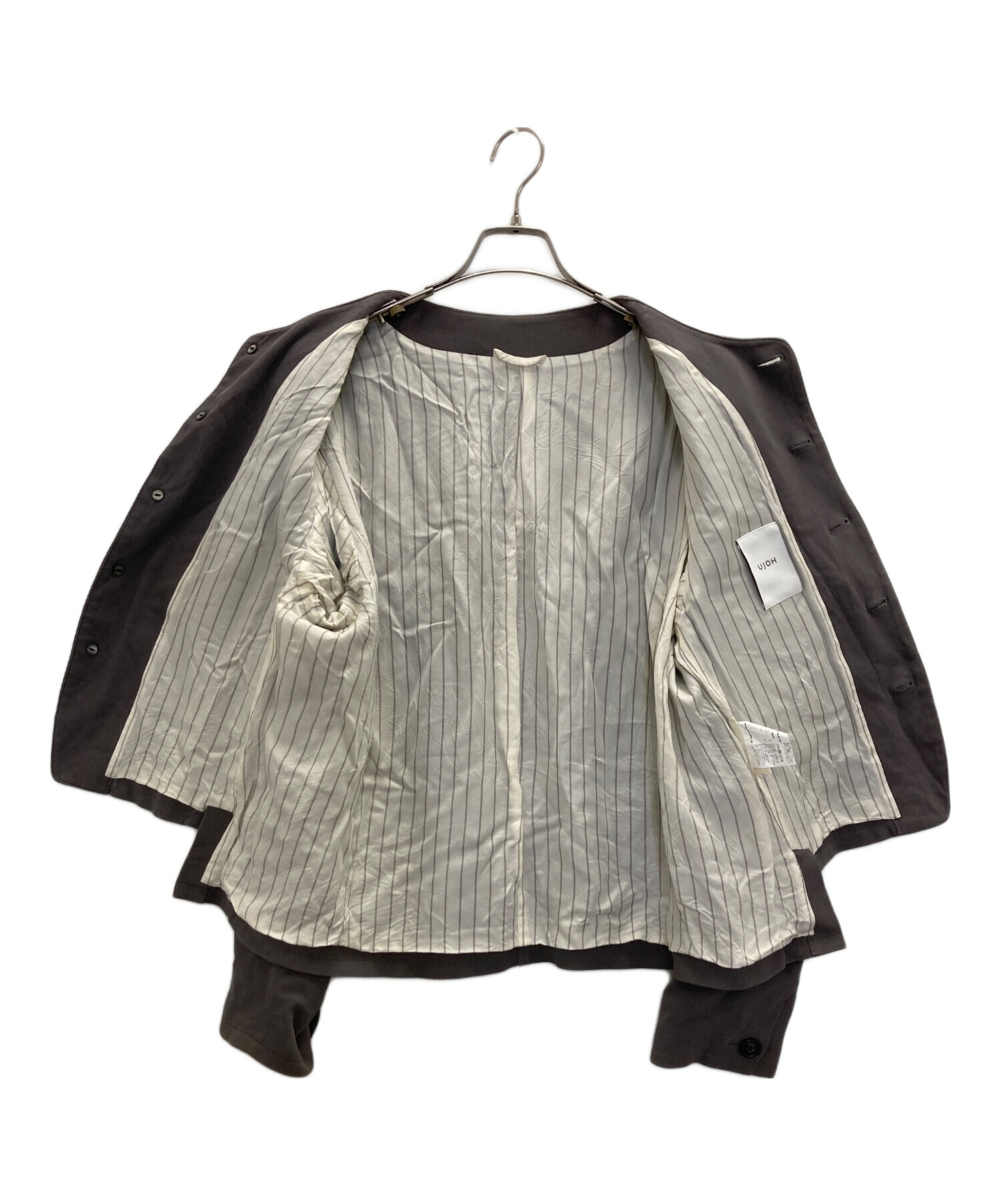 【希少品・美品】ujoh ウジョー　ノーカラージャケット　ジレ　セット　サイズ2 中古・古着通販】Ujoh (ウジョー) ノーカラージャケット グレー サイズ
