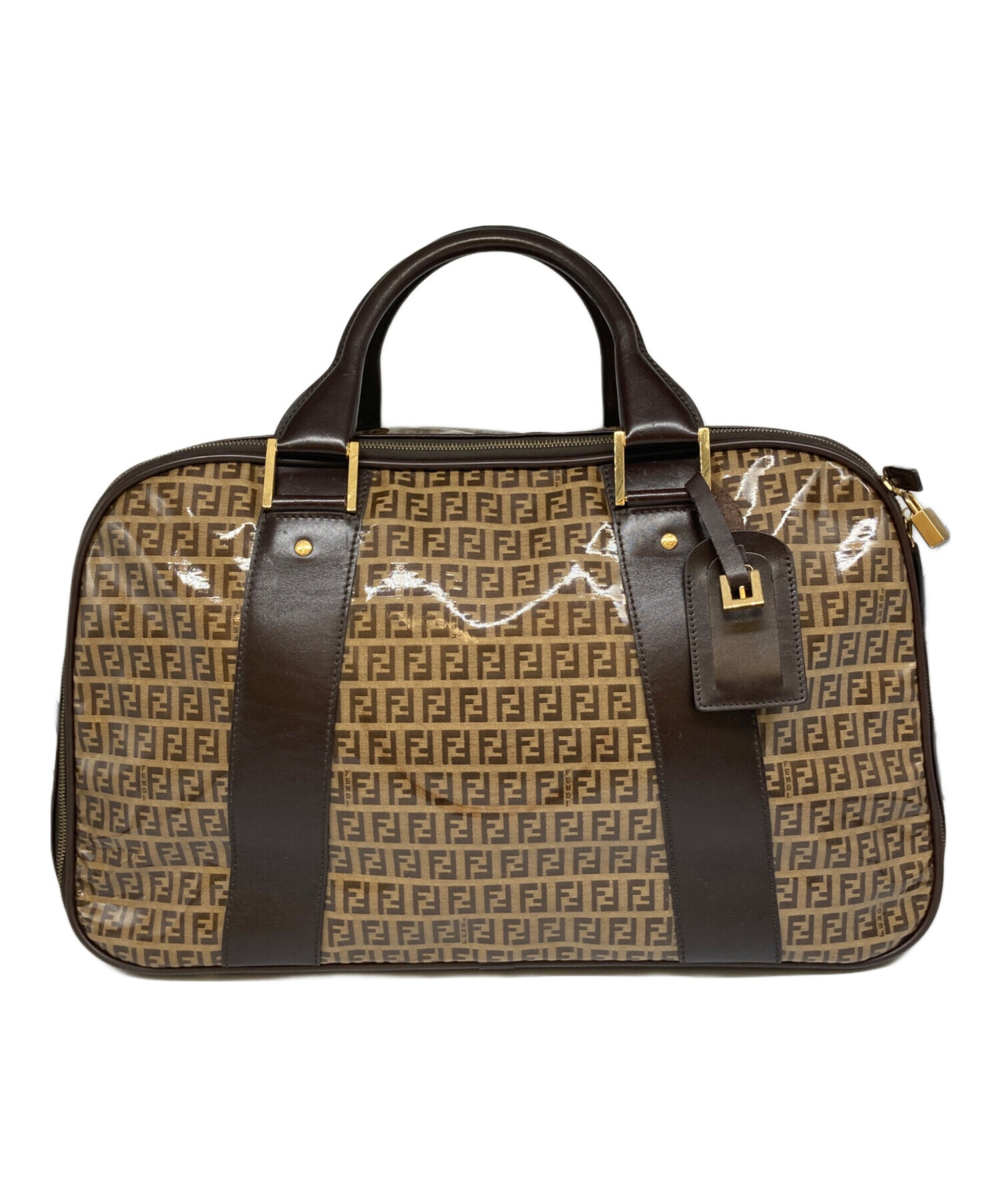FENDIフェンディ/ボストンバッグ/ハンドバッグ/ズッカ柄/エナメル/旅行鞄 中古・古着通販】FENDI (フェンディ) ズッカ柄エナメルボストンバッグ