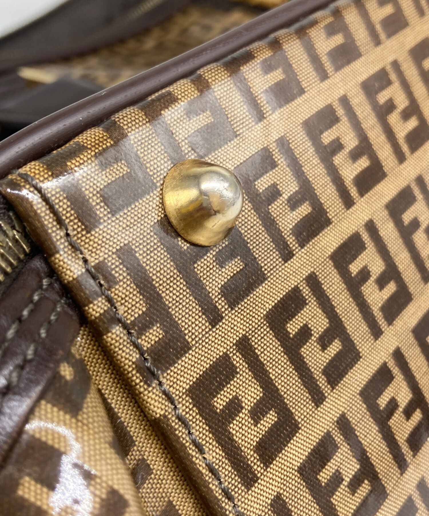 中古・古着通販】FENDI (フェンディ) ズッカ柄エナメルボストンバッグ